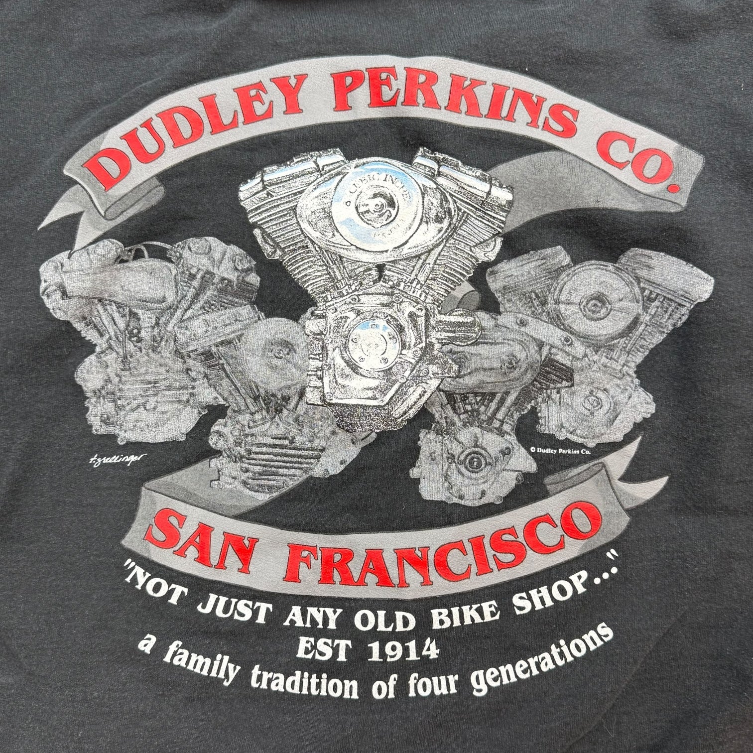 Vintage Dudley Perkins Bike Shop Hoodie Black