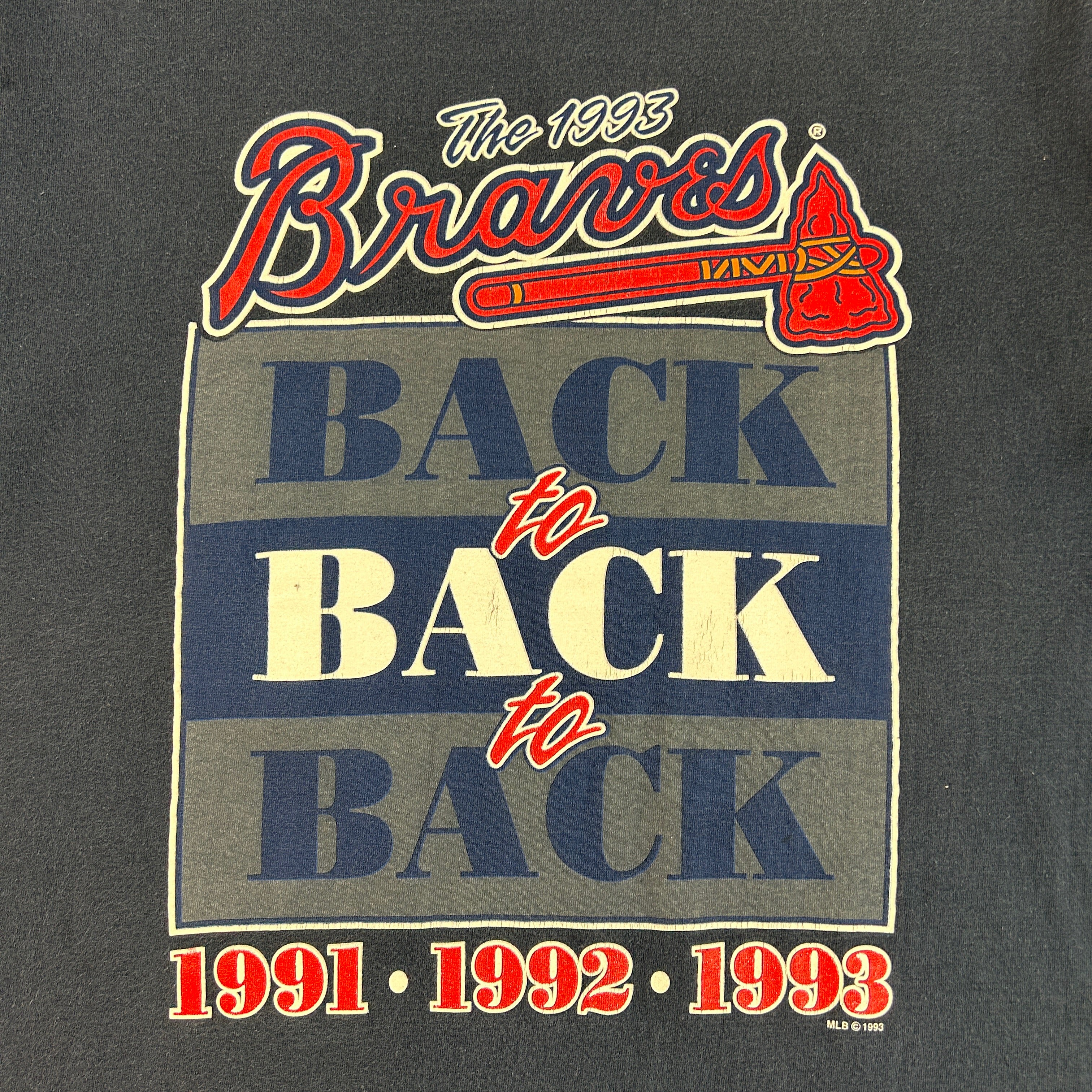 1993 Atlanta Braves Back to Back to Back Tee Navy