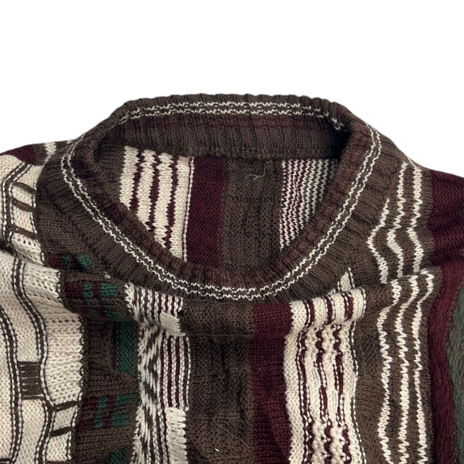 Vintage Vertical Patterned 3D Knit Burg/Brown