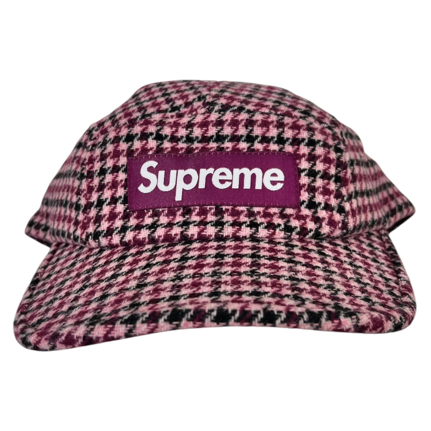 Supreme Houndstooth Wool Camp Cap Pink