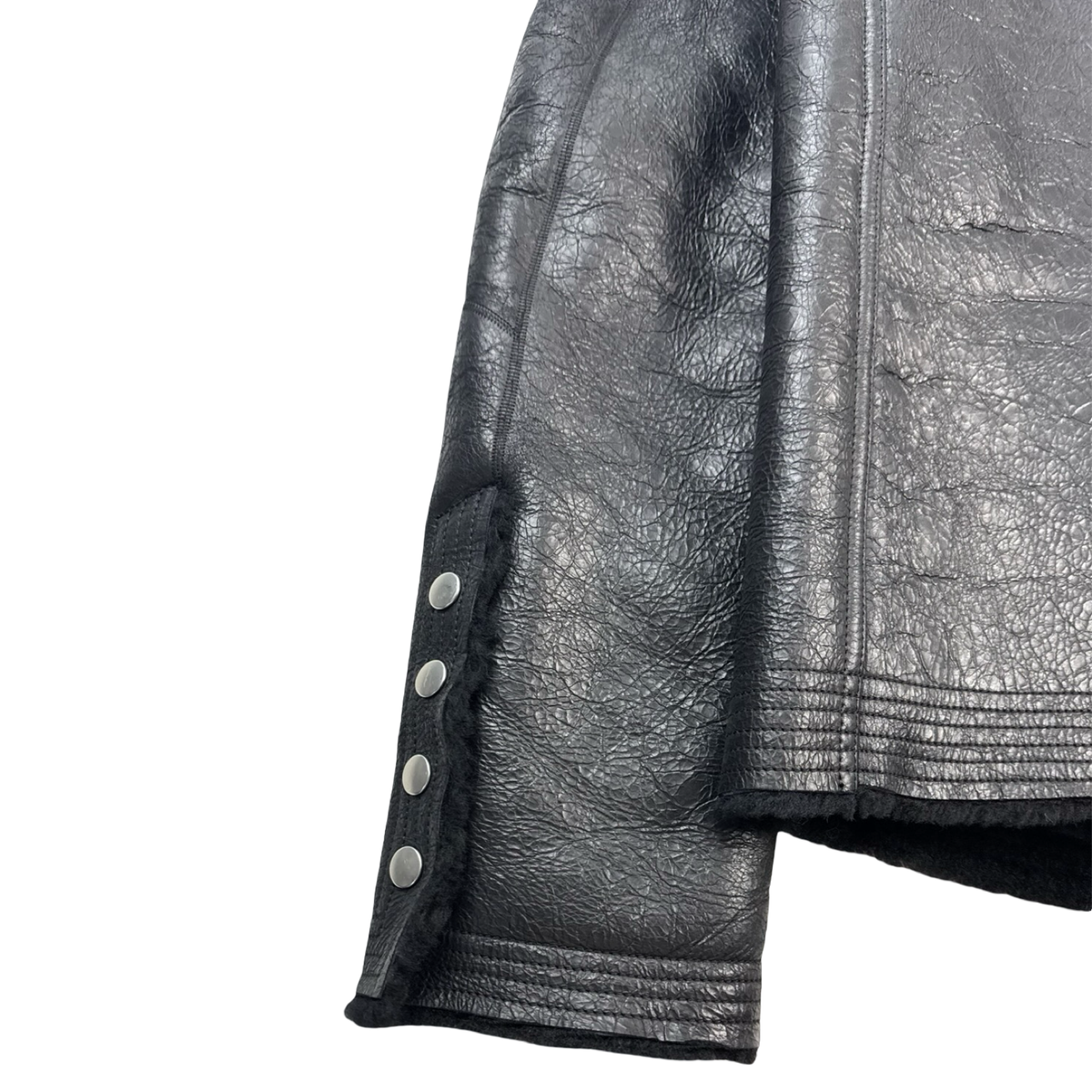Rick Owens Bauhaus Crackled Genuine Shearling Leather Jacket