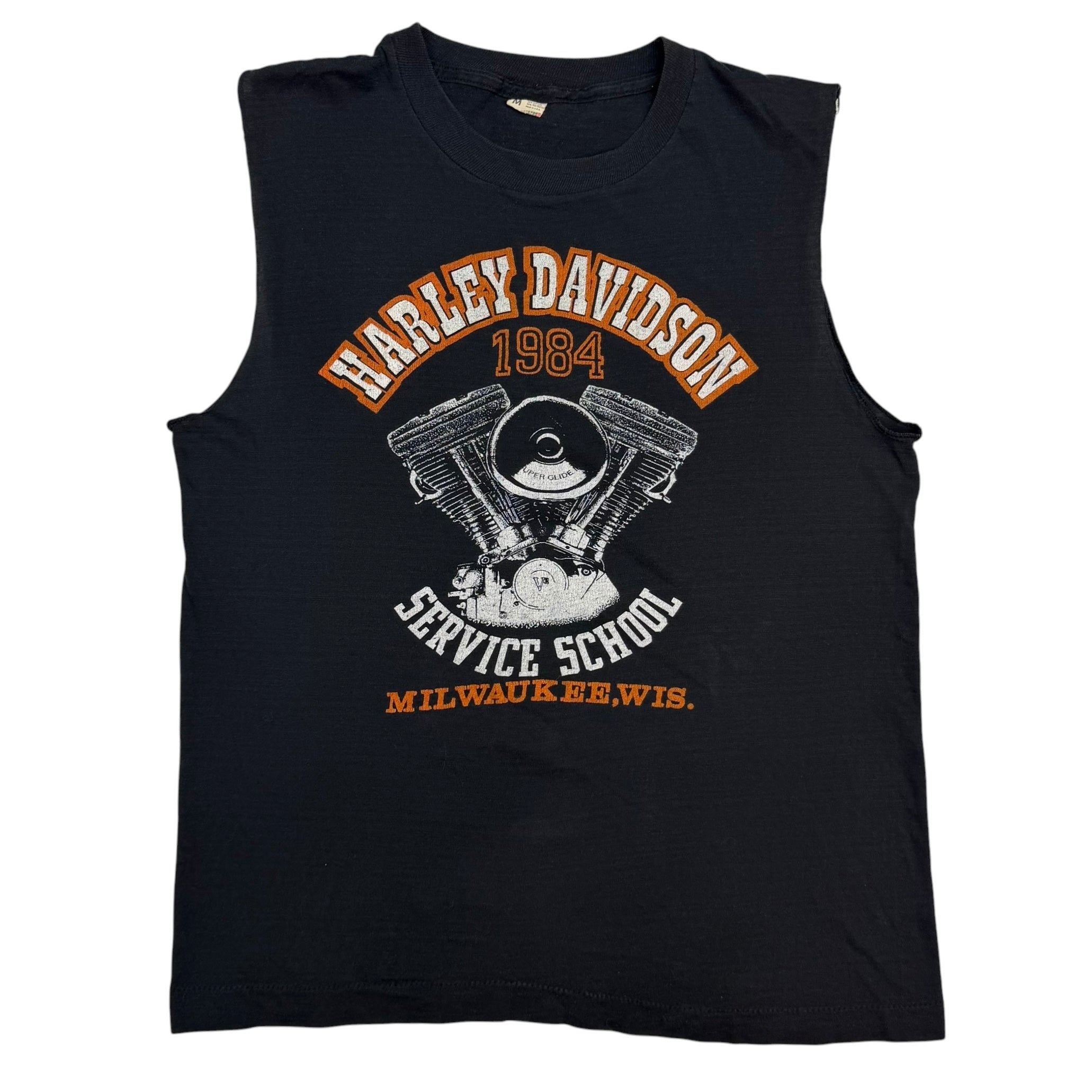 1984 Harley Davidson Service School Cutoff Tee Black