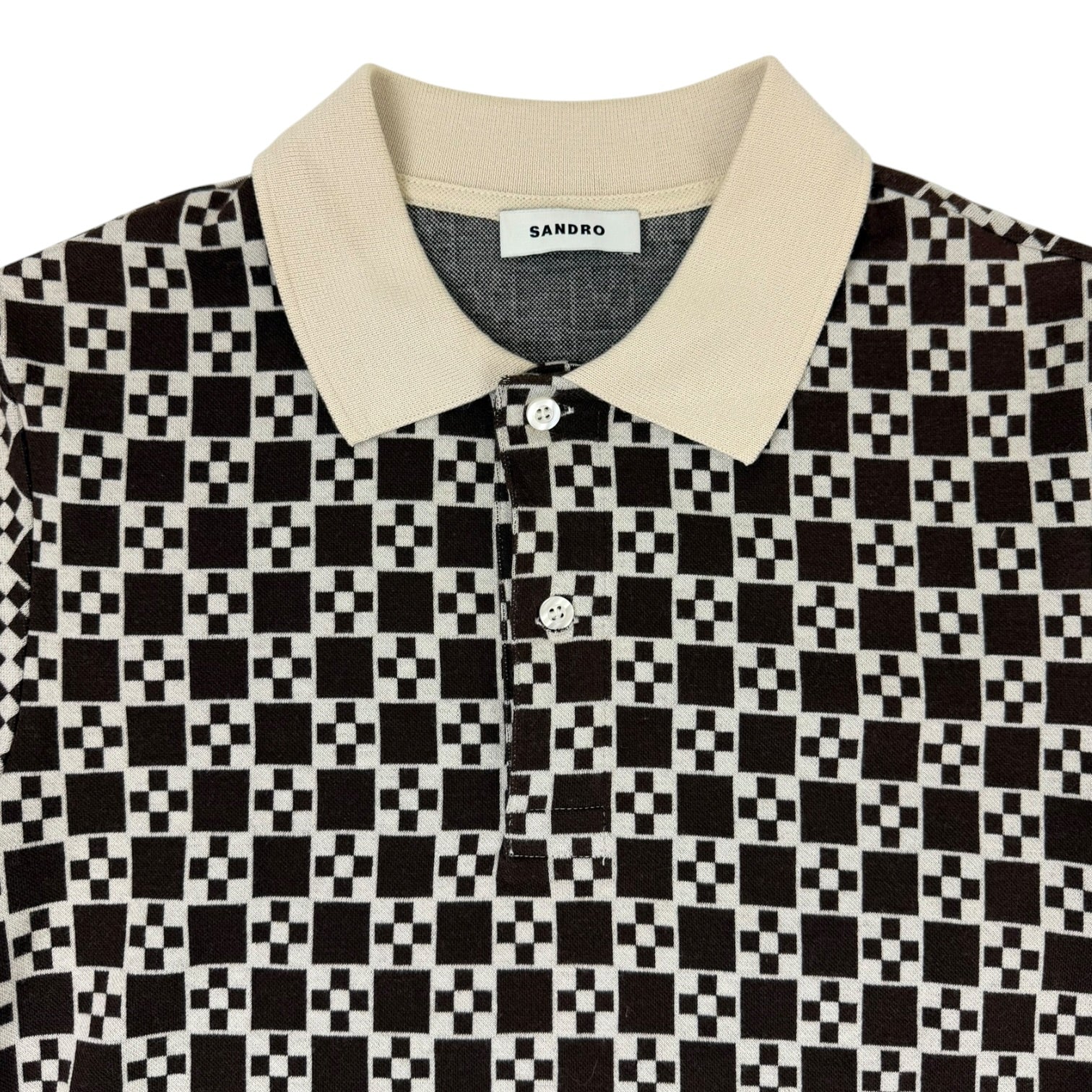 Sandro Jacquard Polo Shirt Brown