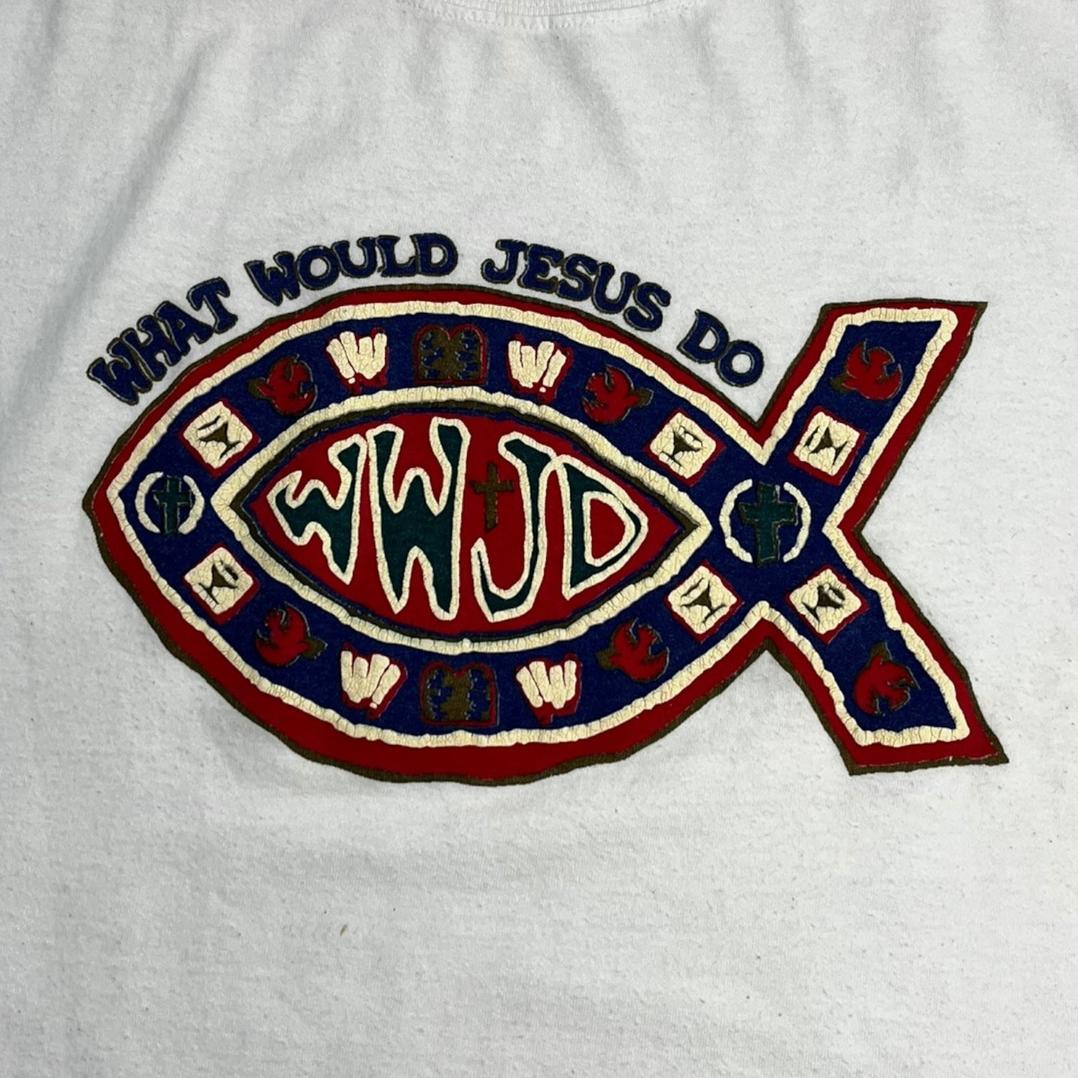 Vintage “What Would Jesus Do?” Jesus Fish Art T-Shirt
