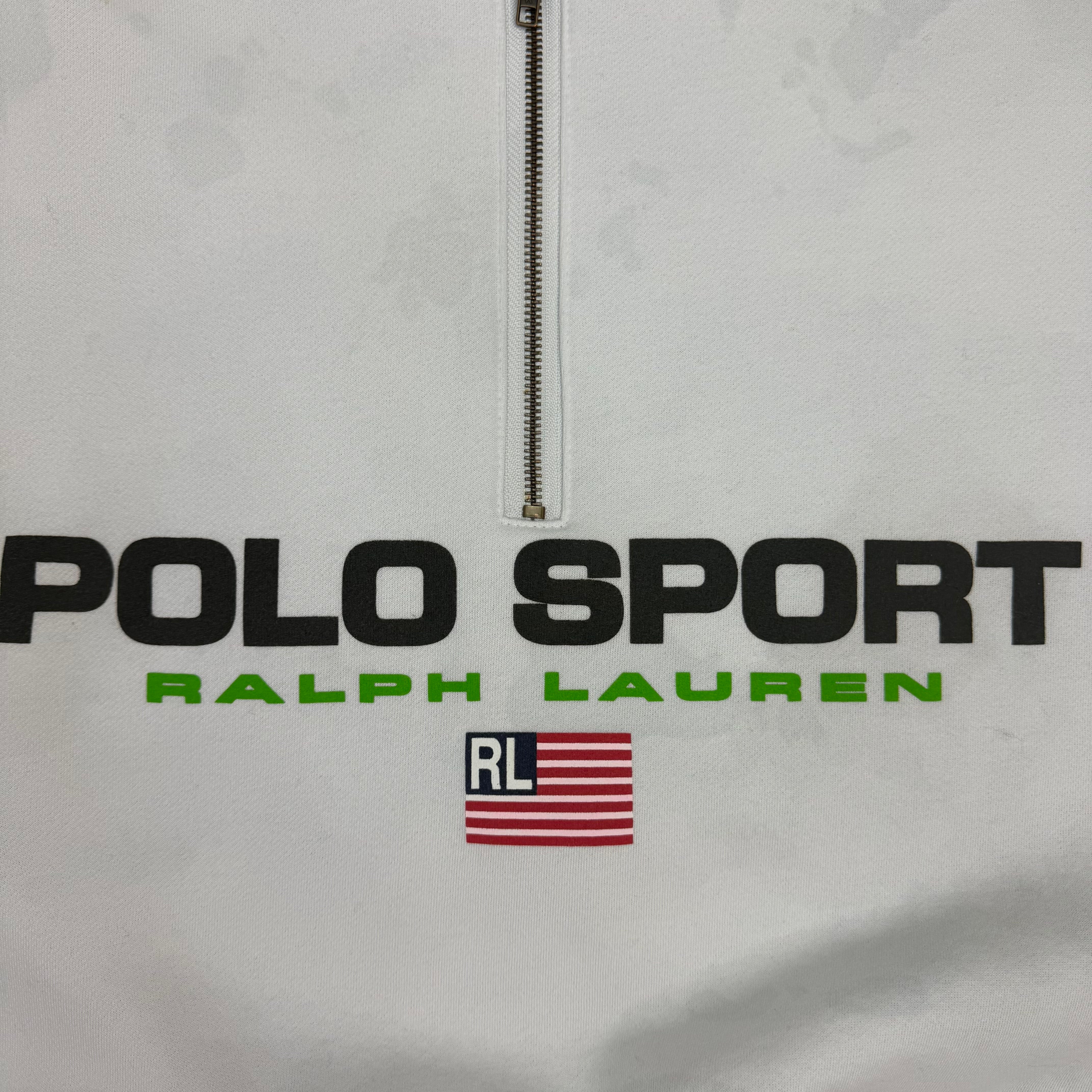 Vintage Polo Ralph Lauren Sport Flag Quarter Zip White