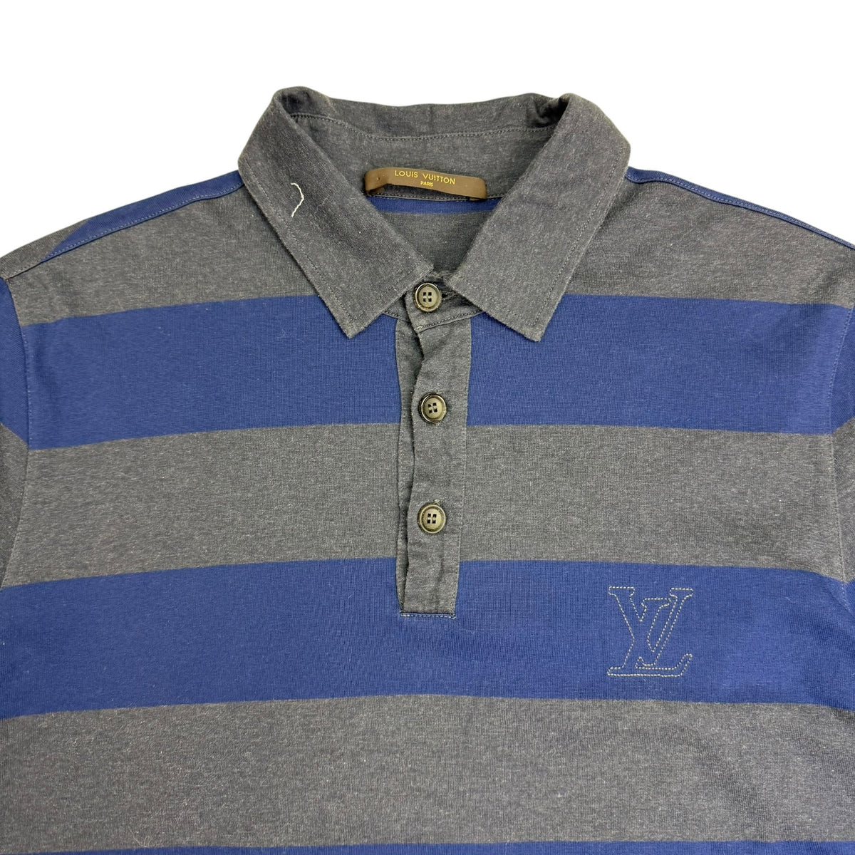 Louis Vuitton Stripe Button Up Polo Grey/Blue