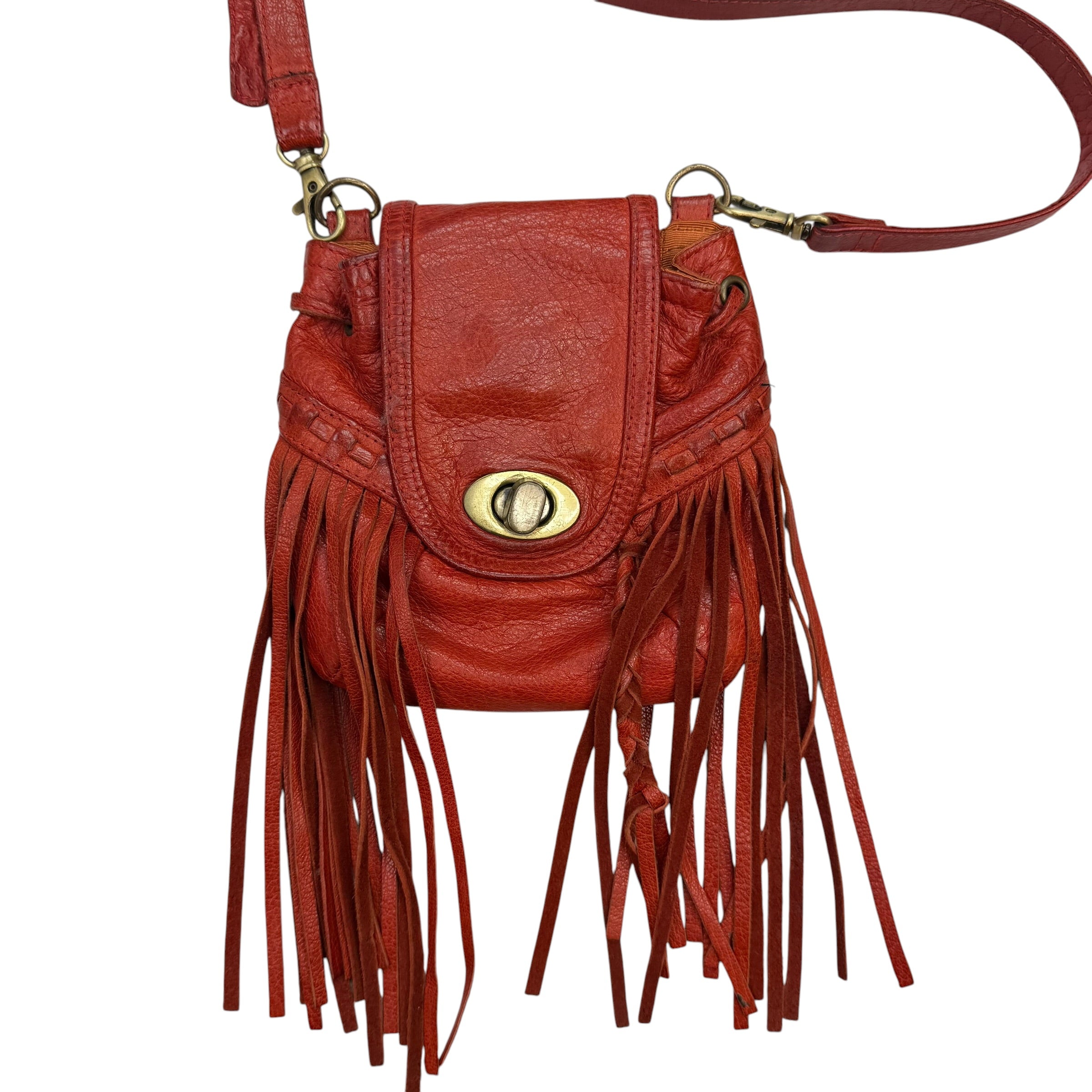 (W) Vintage Meissi Bohemian Style Cross Body Fringe Bag Orange
