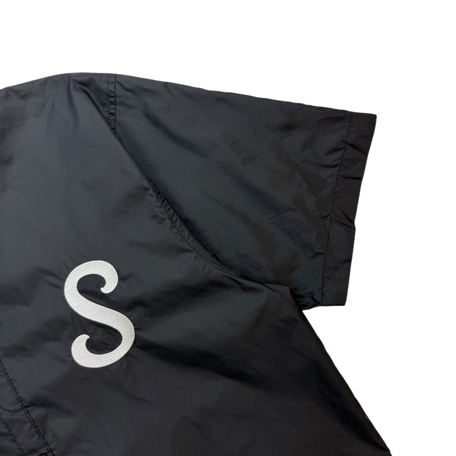 Stussy Nylon Baseball Button Up Shirt Black