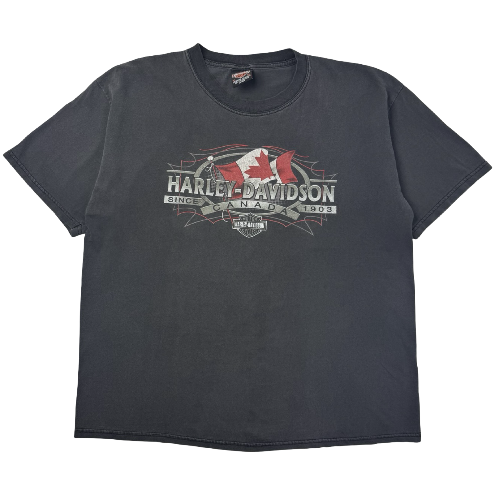 Vintage Harley Davidson Canada Flag T-Shirt Faded Black