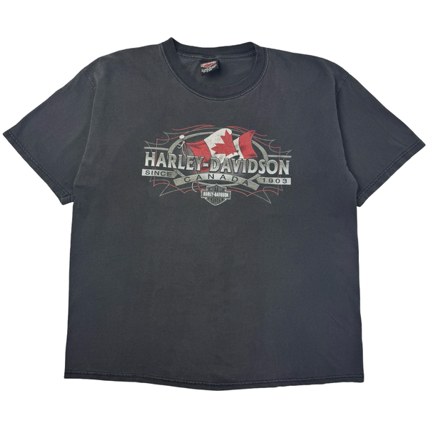 Vintage Harley Davidson Canada Flag T-Shirt Faded Black