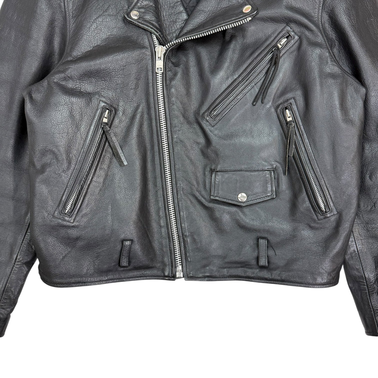 Vintage FMC Leather Moto Zip Jacket Black