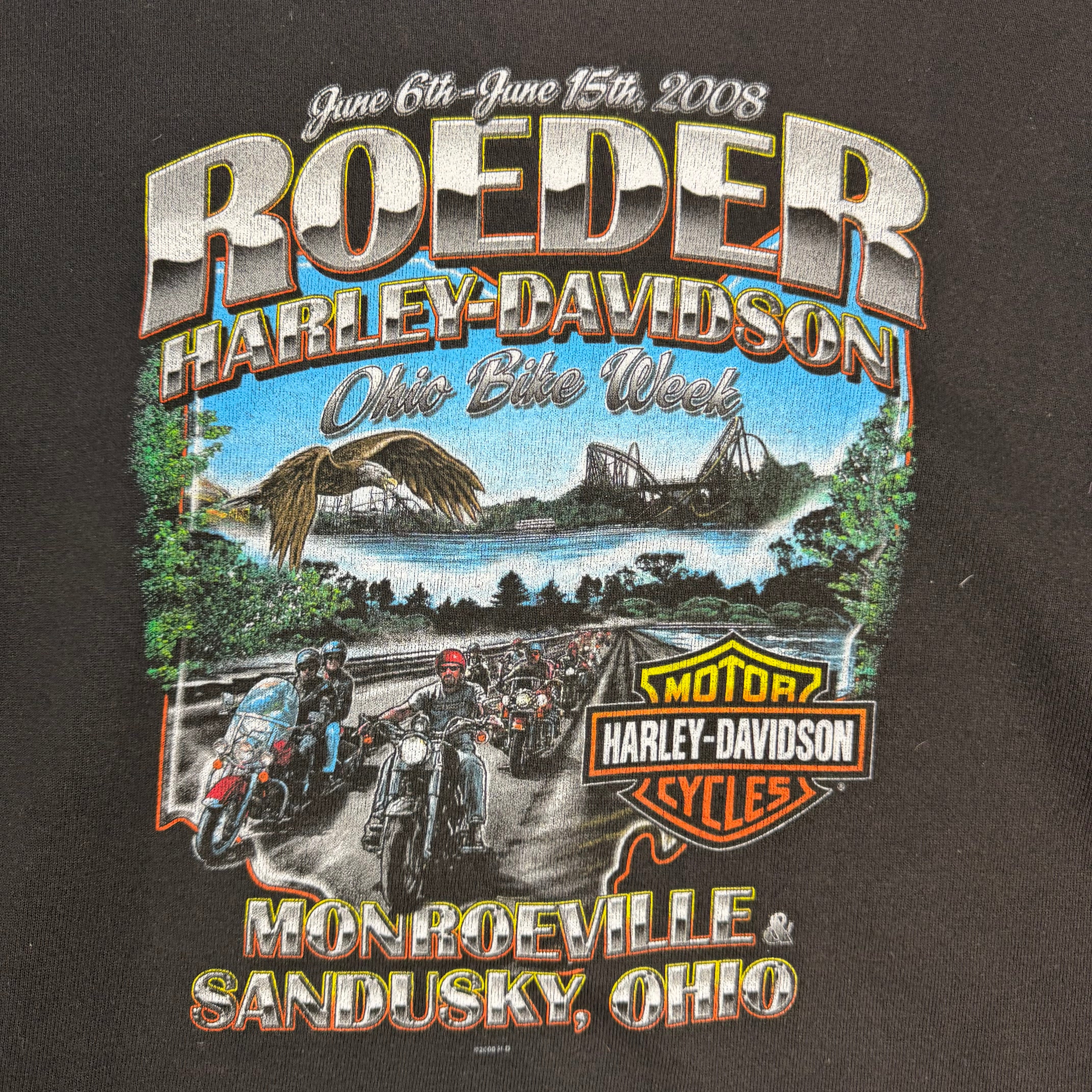 Vintage Harley Davidson Roeder Ohio Bike Week Crewneck Black