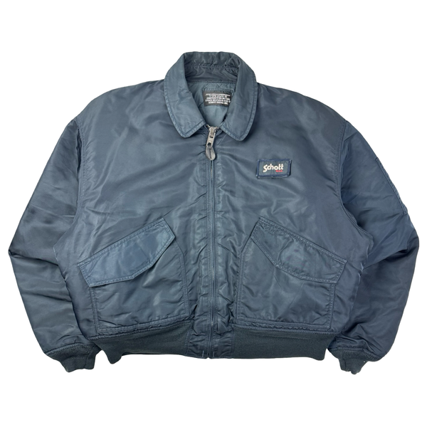 Vintage Schott NYC Zip Up Flight Jacket Navy