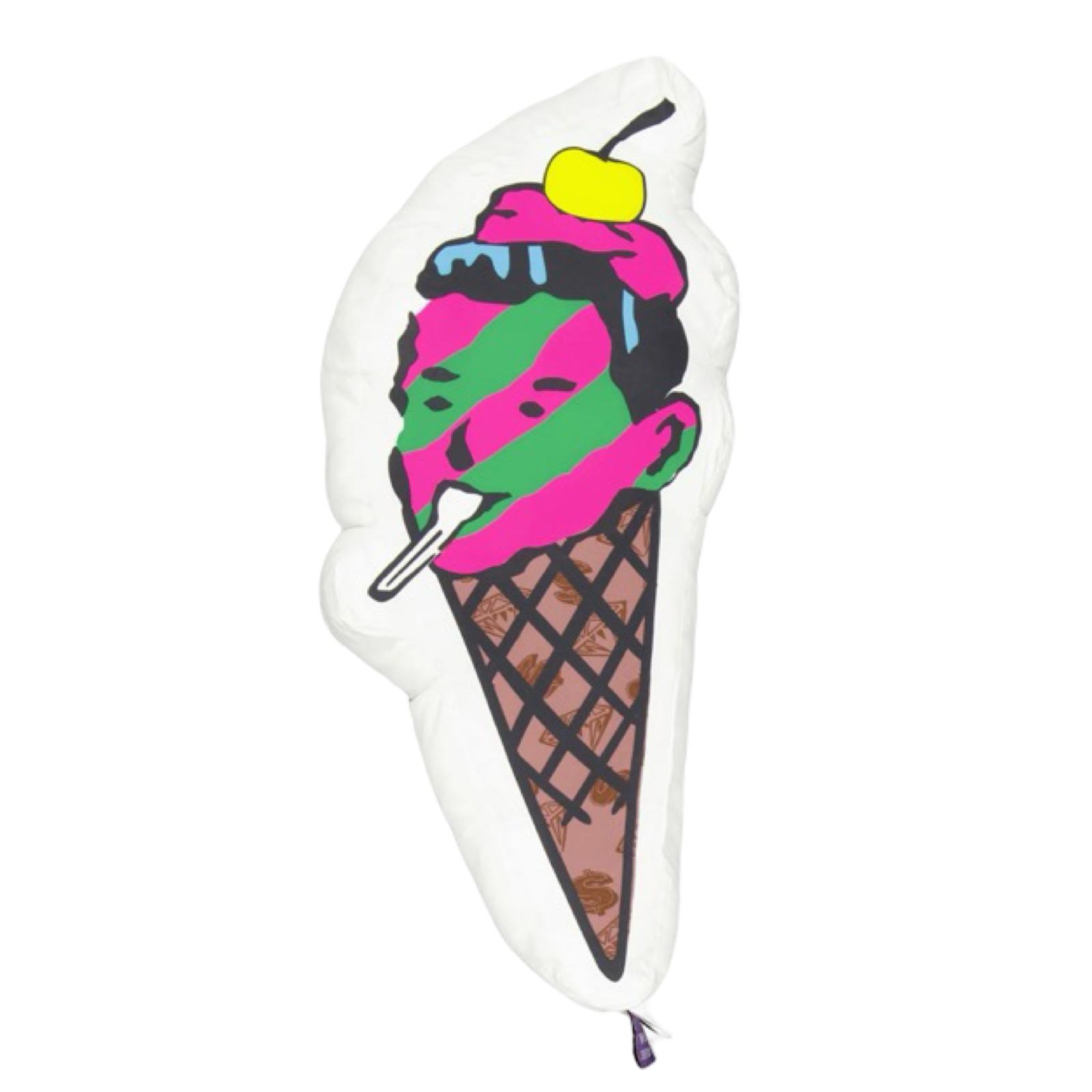 Ice Cream Cone Man Throw Pillow White