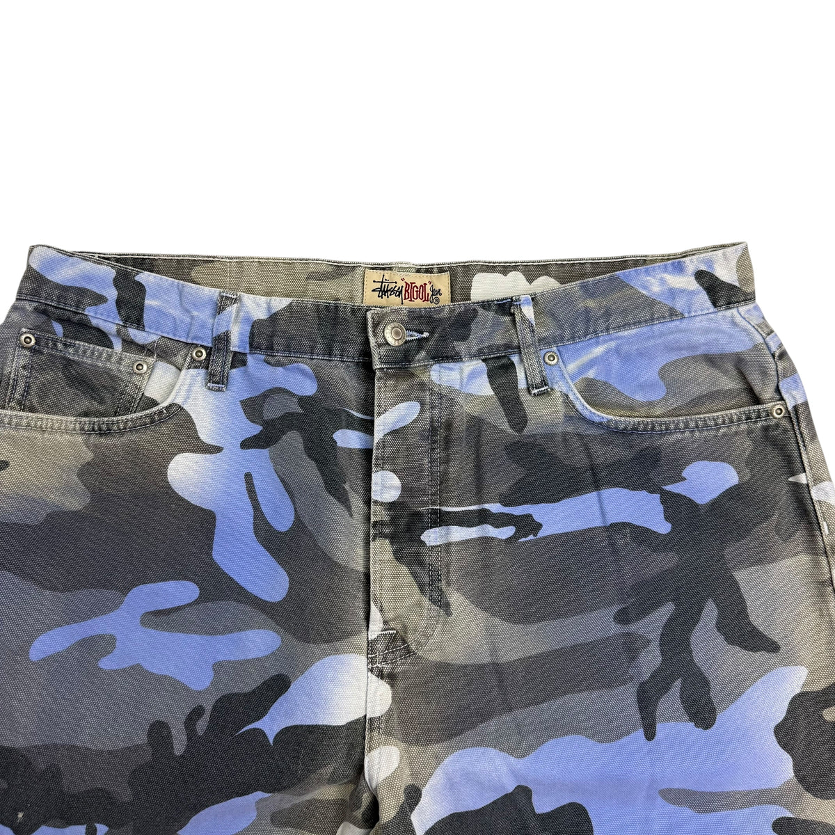 Stussy Spray Dye Canvas Big Ol' Jeans Blue Camo