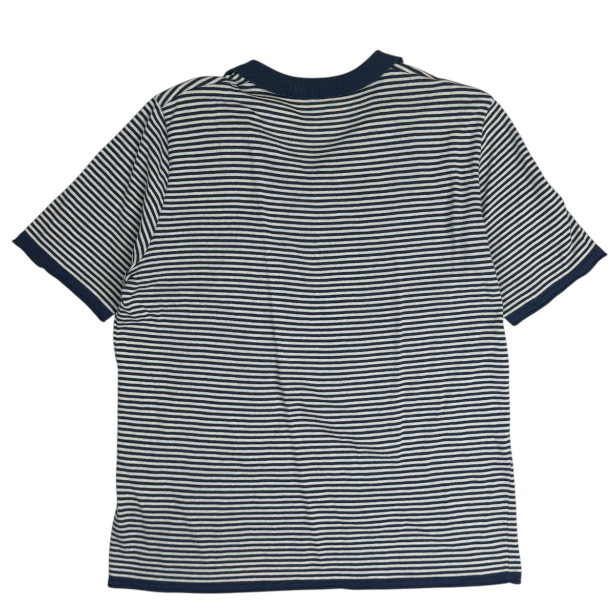 GRP Knitwear Striped Linen Polo Blue
