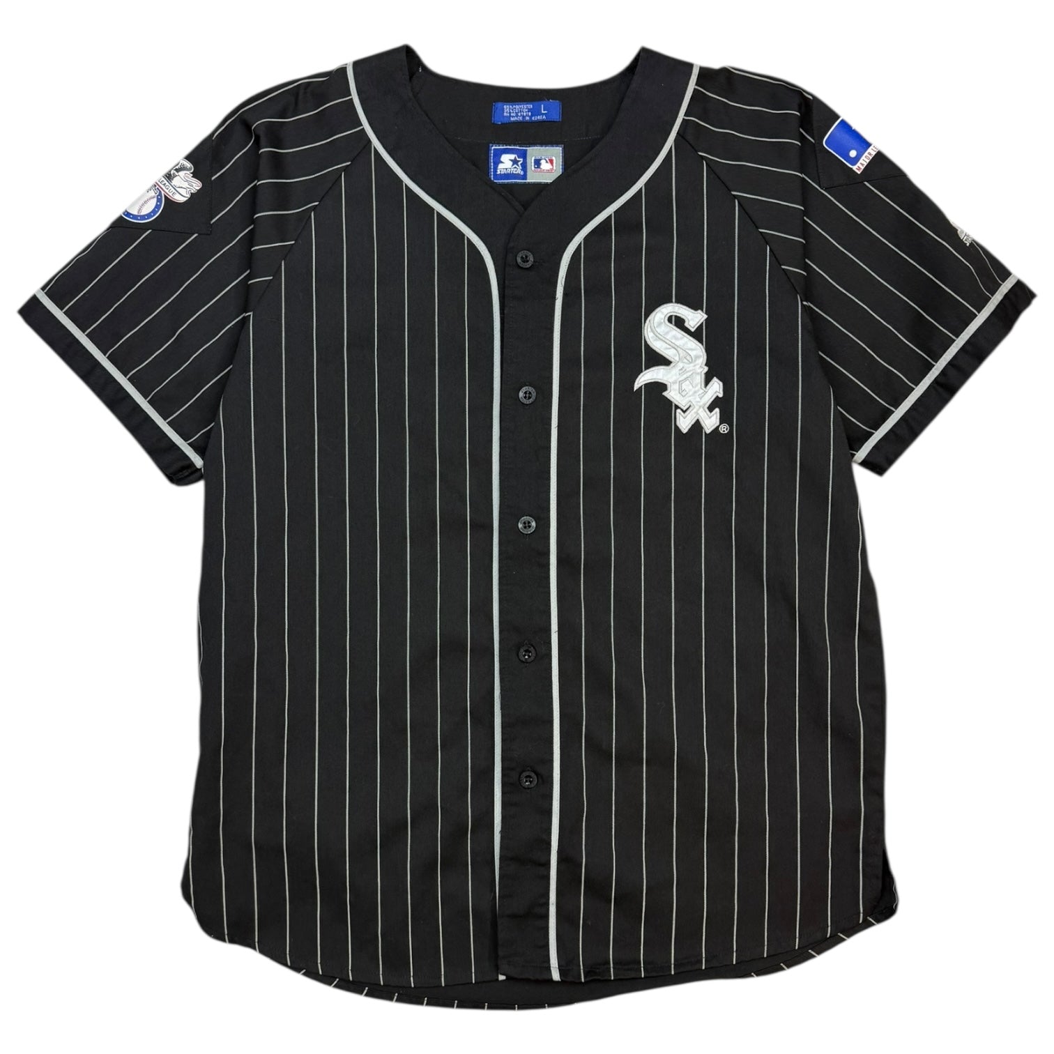 Vintage Chicago White Sox Starter Pinstripe Jersey Black