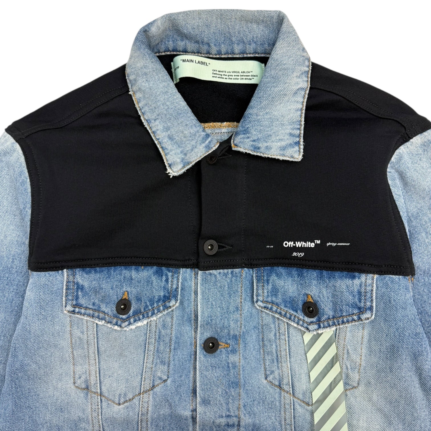 Off-White Contrasting Panel Light Denim/Black