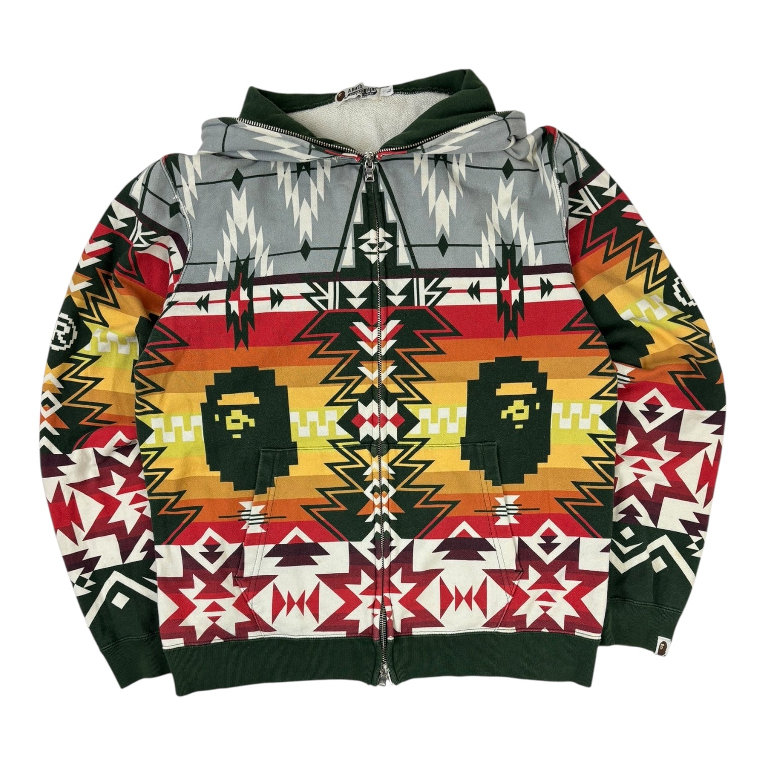 BAPE Aztec Full-Zip Hoodie Grey