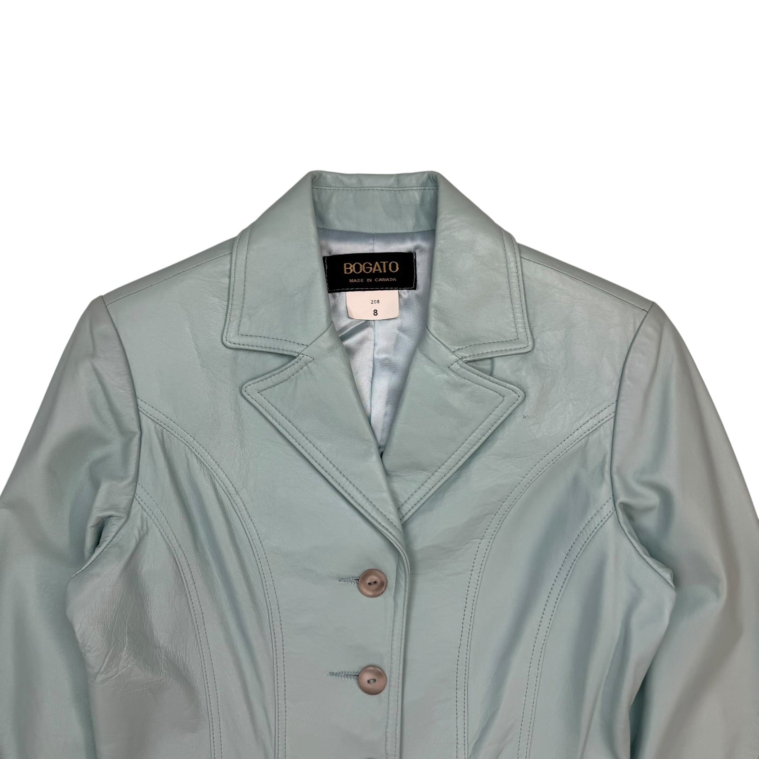 (W) Vintage Bogato Leather Button Up Jacket Mint