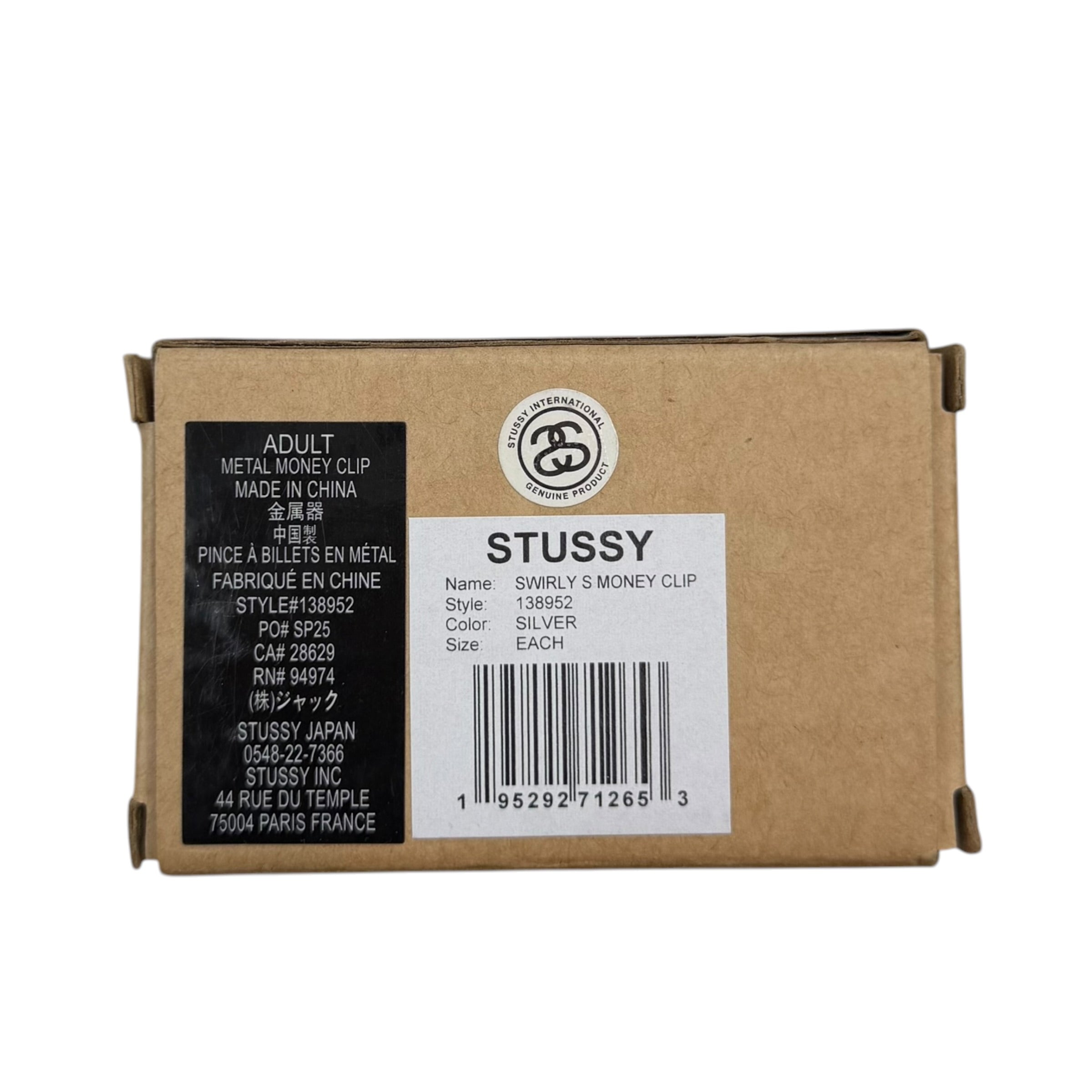 Stussy Swirly S Money Clip Silver