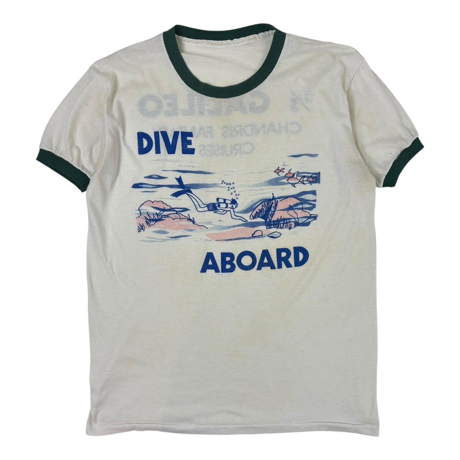 Vintage Ringer “Dive Aboard” Chandris Fantasy Cruises T-Shirt White