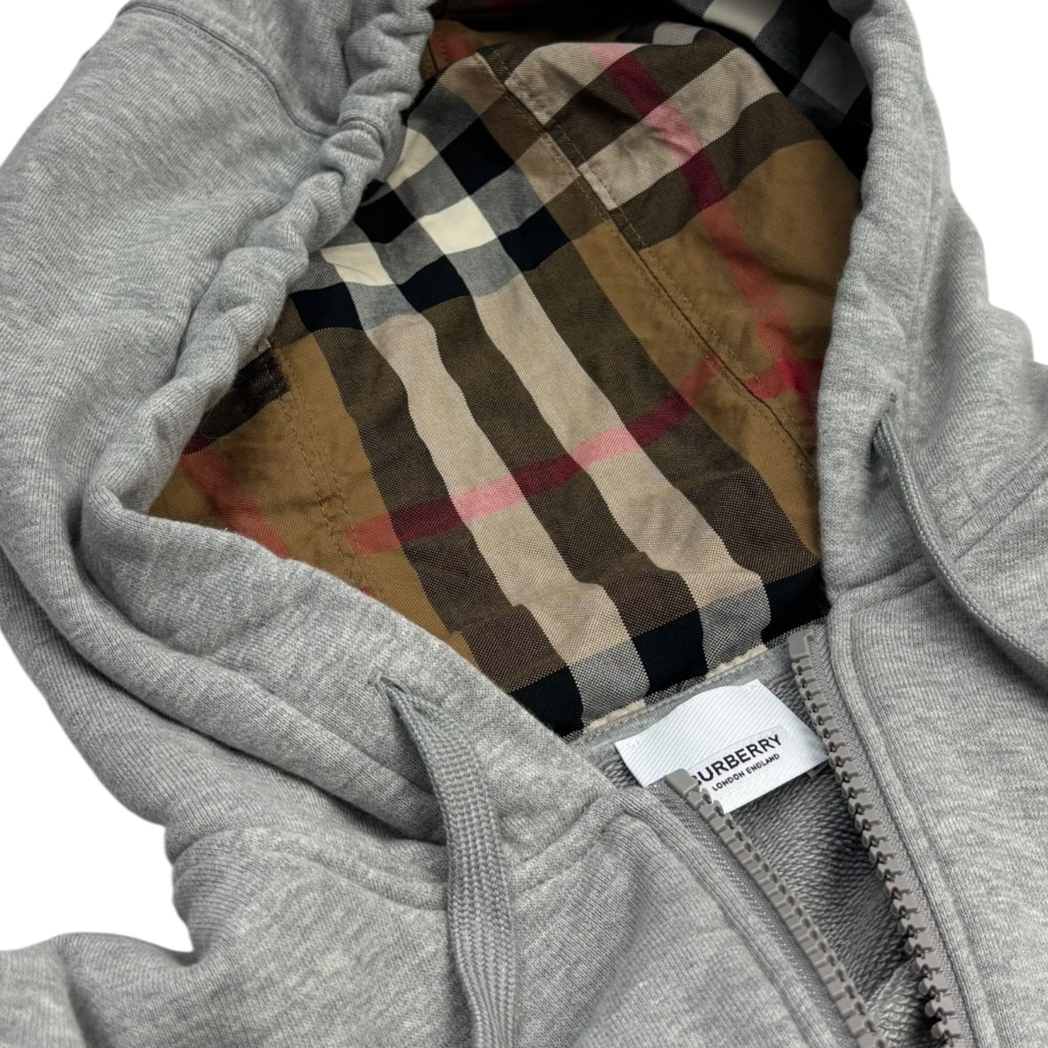 Burberry Check Hood Zip-Up Hoodie