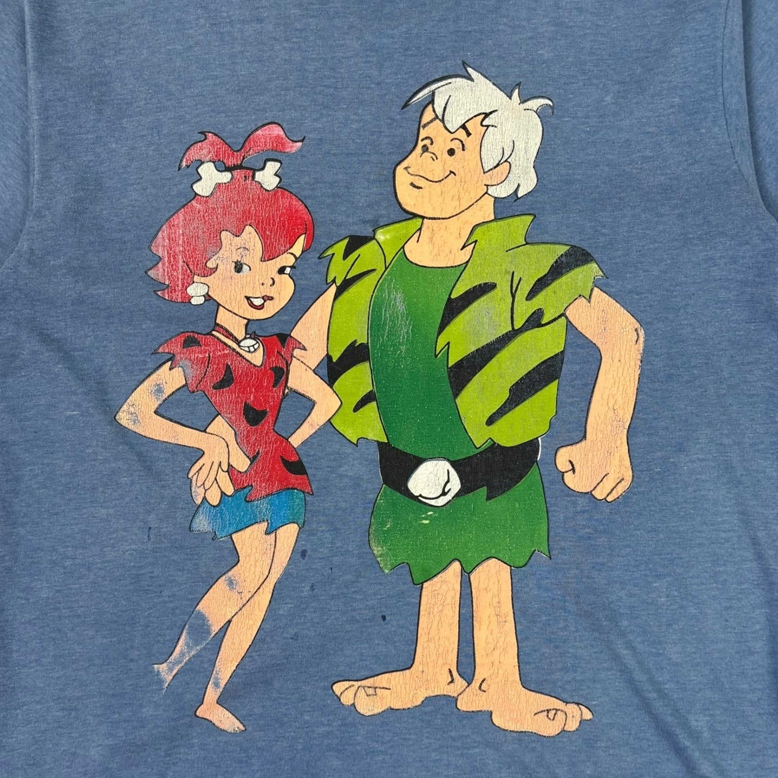 Vintage The Flintstones Bamm Bamm & Pebbles T-Shirt Blue