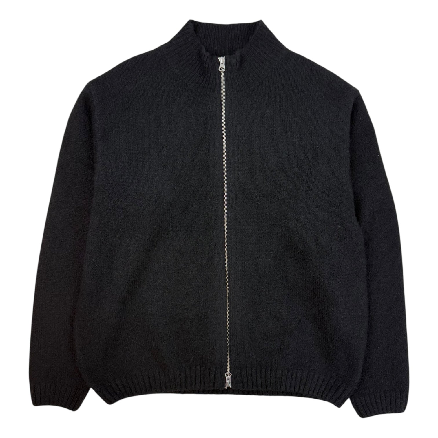 Stussy Brushed Mock Neck Zip-Up Sweater Black