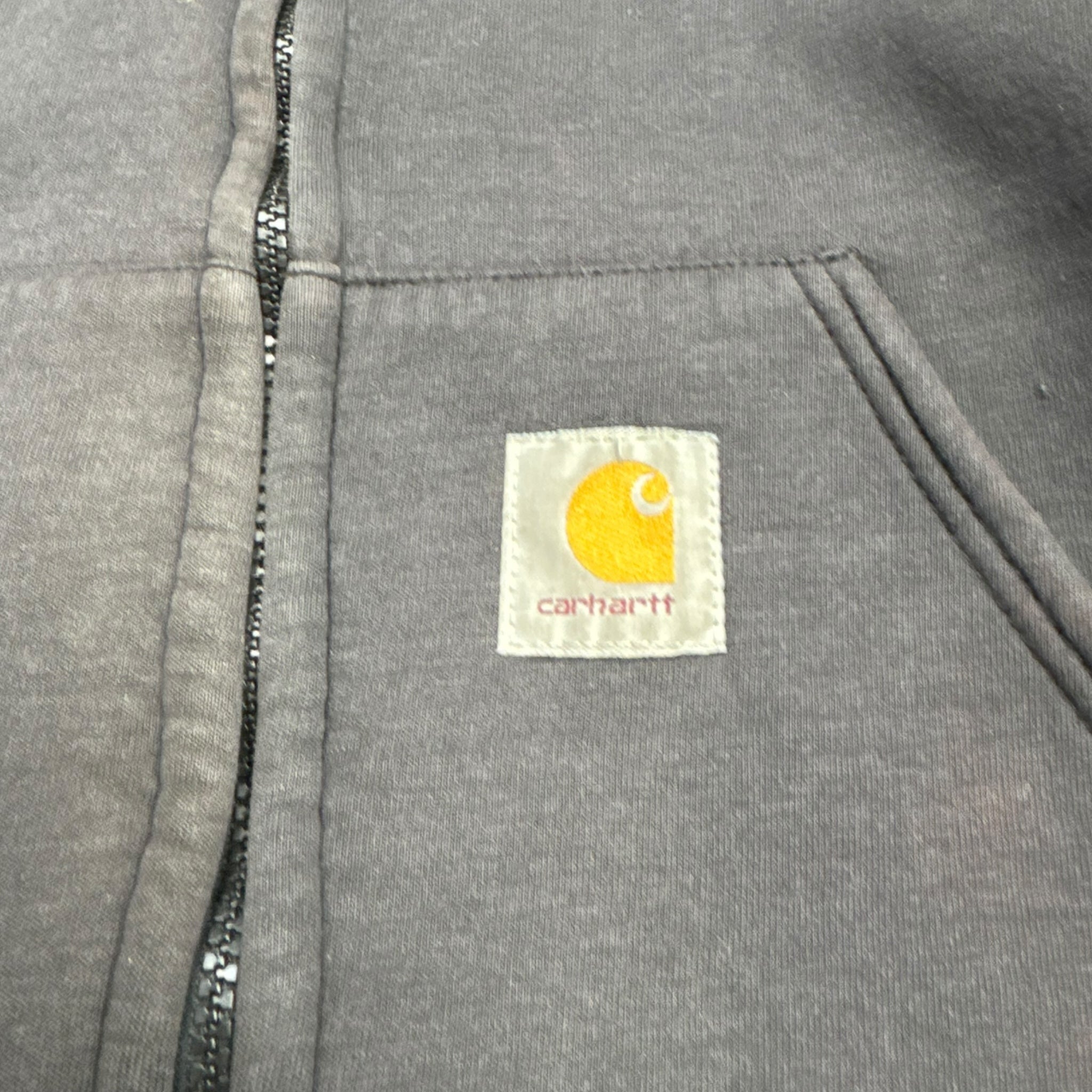 Vintage Carhartt Velour Zip Up Hoodie Grey