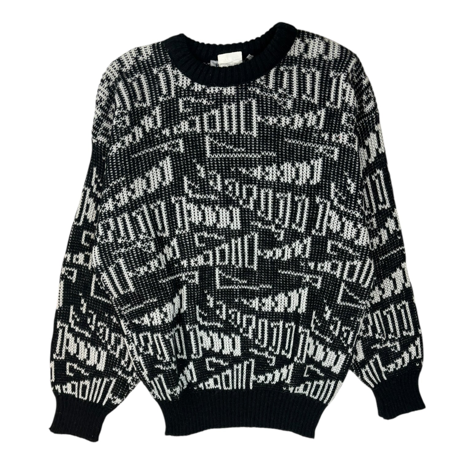 Vintage Pelican Cove Abstract Patterned Knit Sweater Black/White