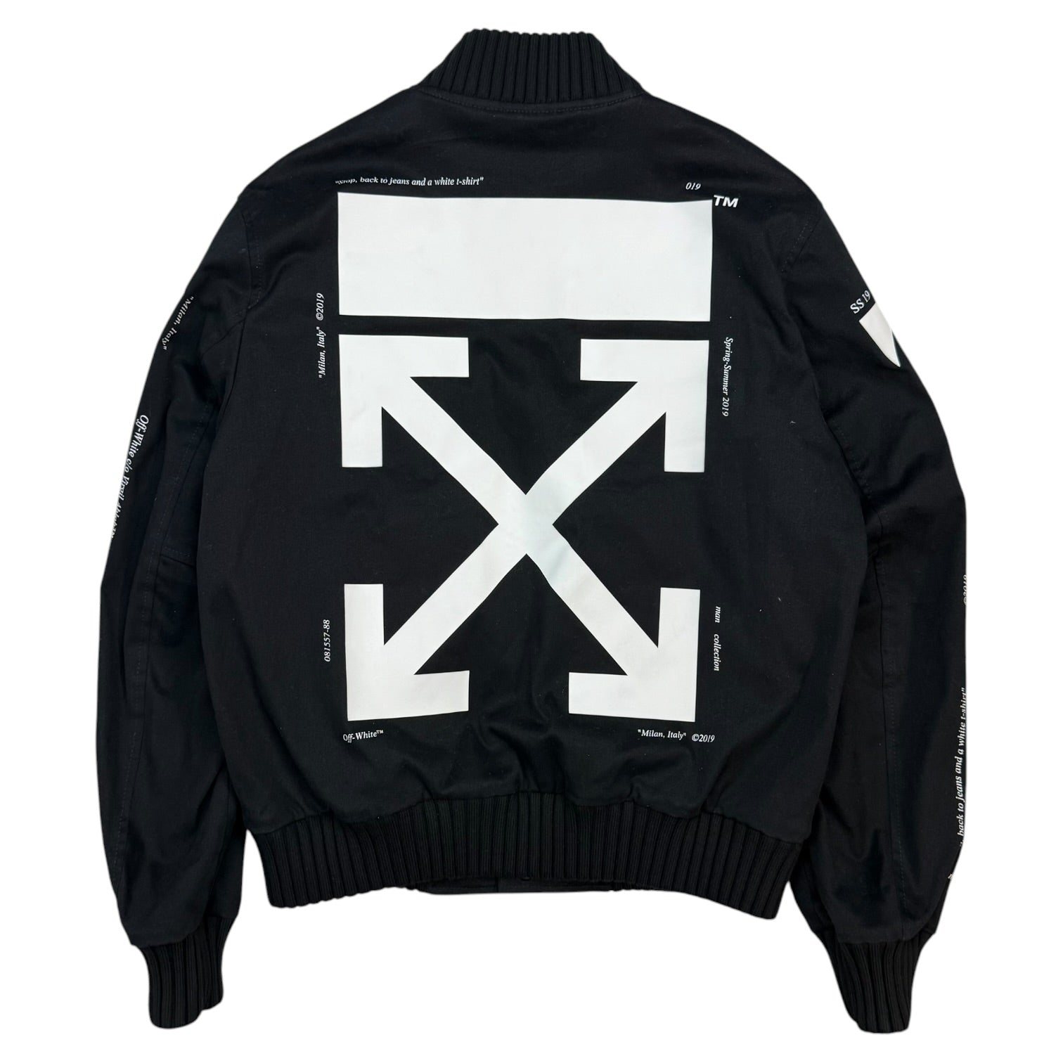 Off-White Black Diagonal Stripe Varsity Jacket