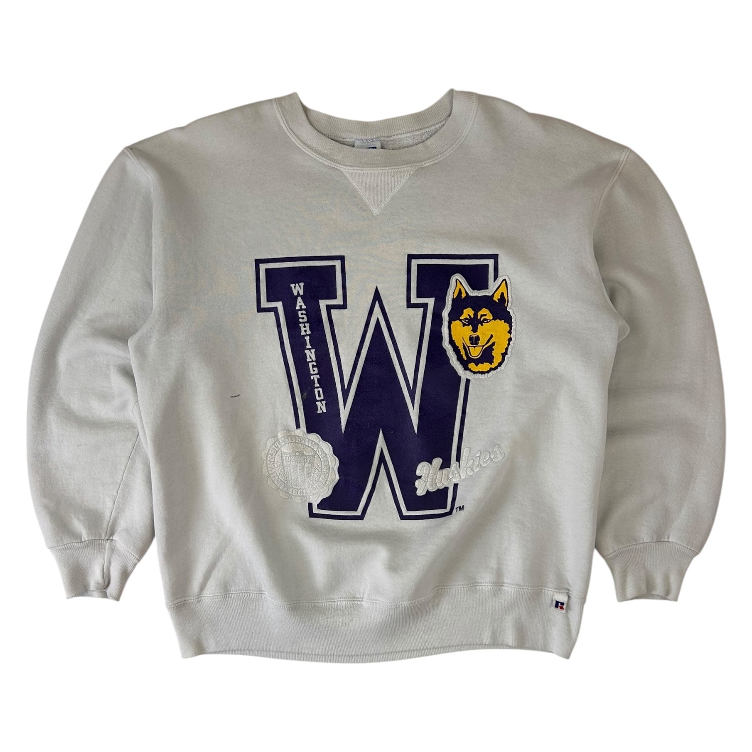 Vintage Washington Huskies Crewneck Sweatshirt White