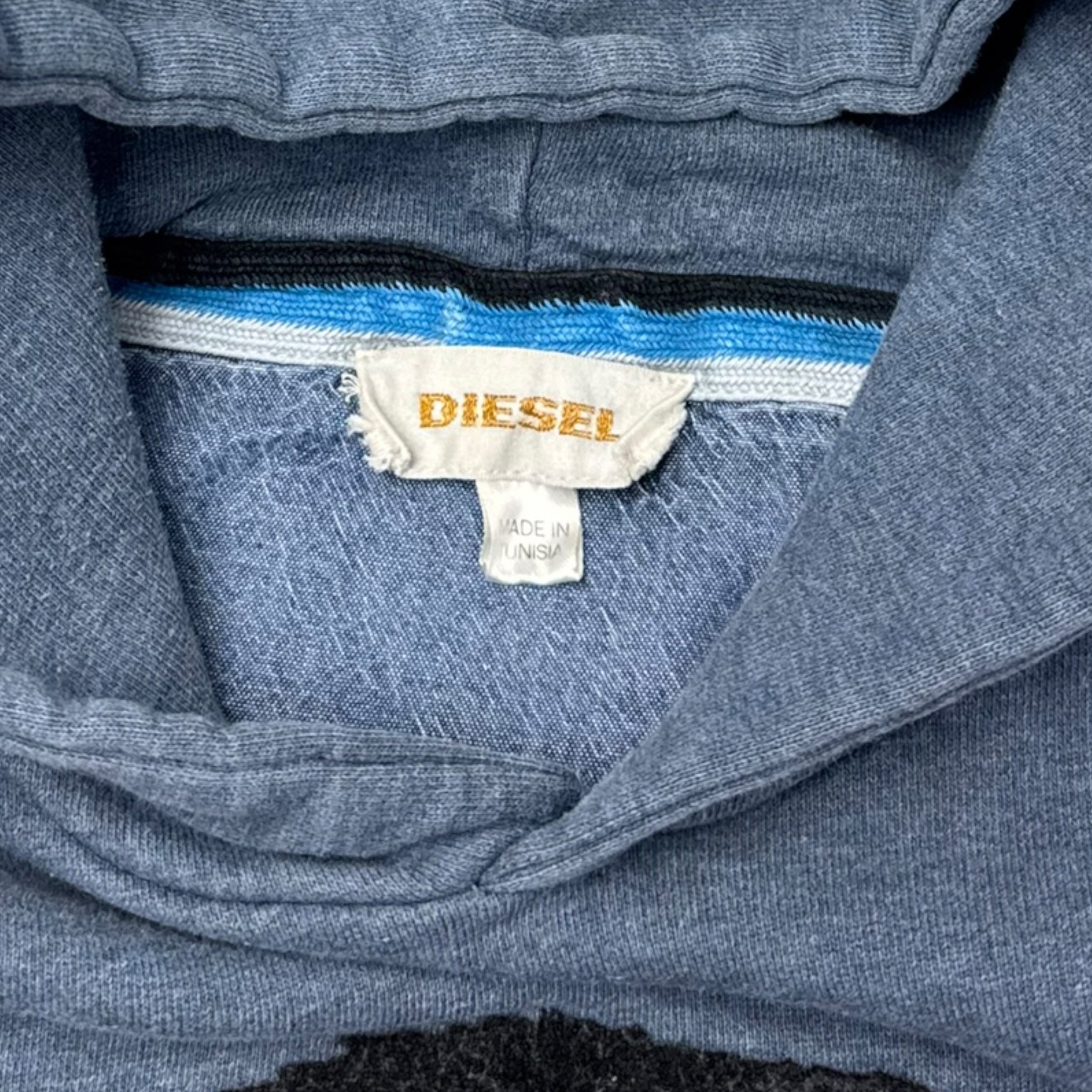 Y2K Diesel Flocked Design Hoodie Heathered Queen Blue