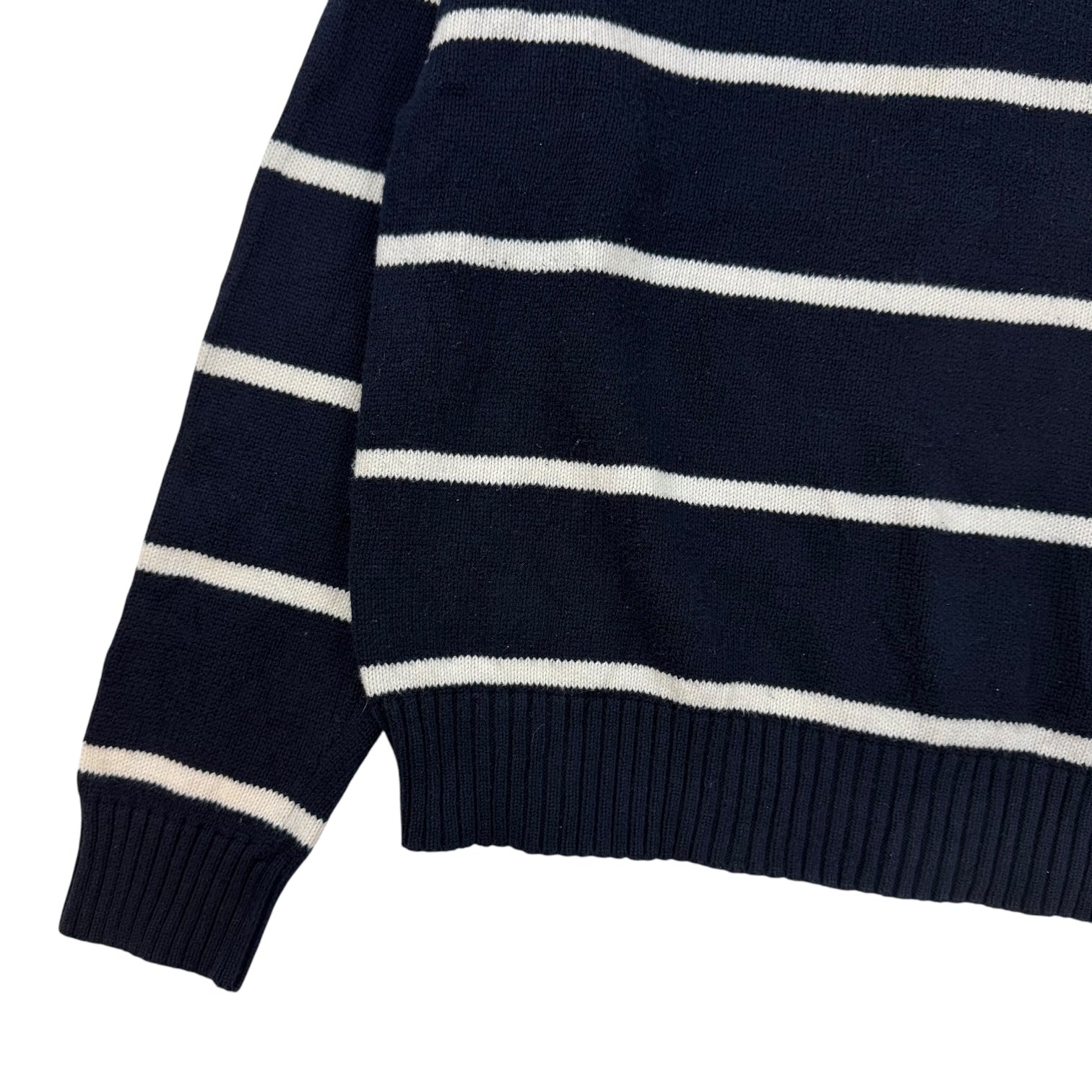 Vintage Polo Ralph Lauren Striped Knitted Quarter Zip Navy/White