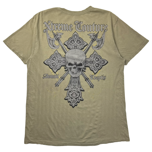 Vintage Y2K Xtreme Couture Cyber Cross & Skull Goth T-Shirt