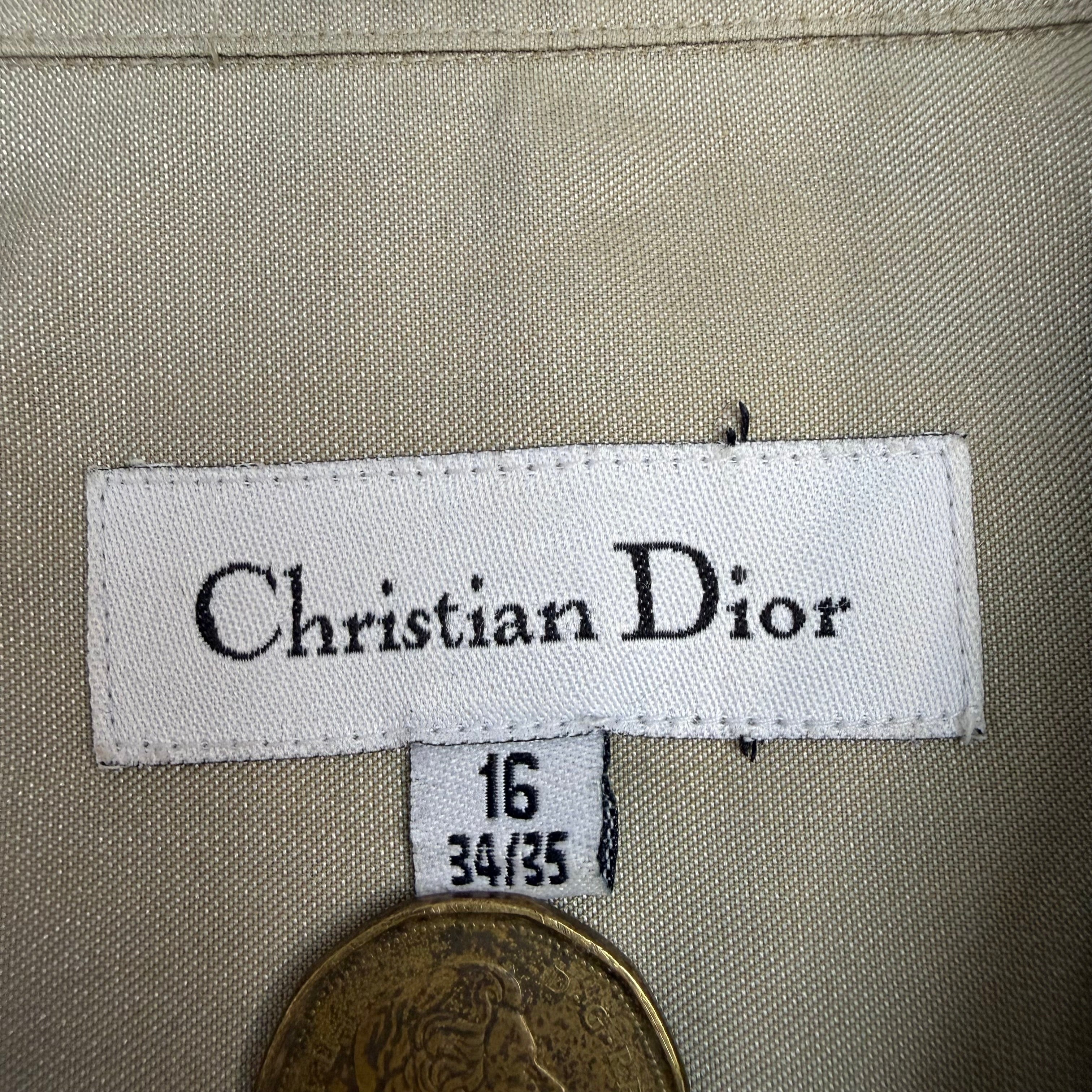 Vintage Christian Dior Button Up Shirt Tan