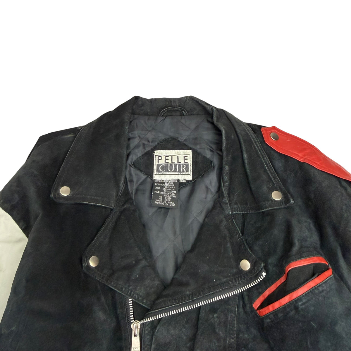 Vintage Pelle Cuir Canada Flag Rider Jacket Black