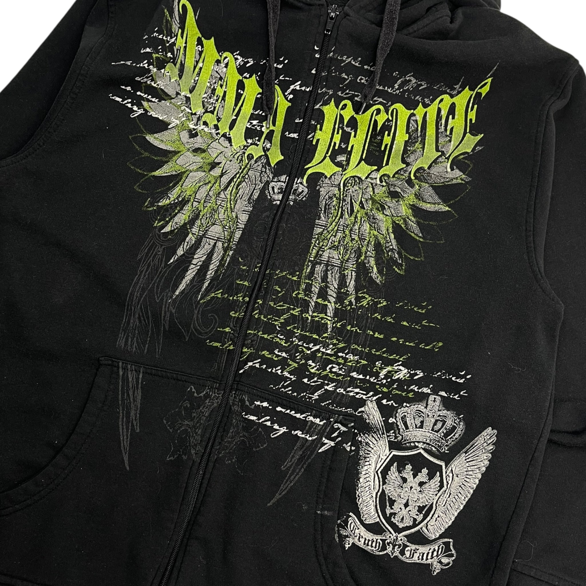 Vintage Y2K MMA Elite Wings Hooded Sweatshirt Black