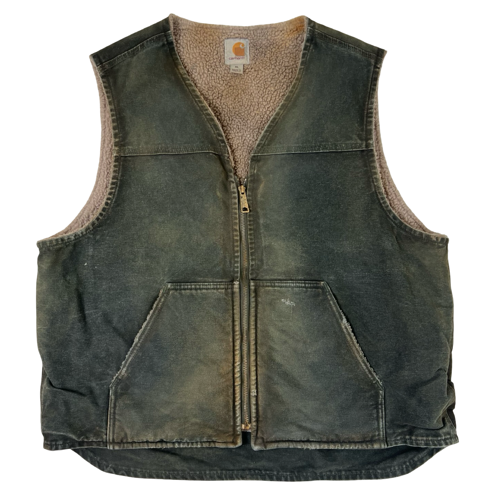 Vintage Carhartt Rugged Sherpa Lined Vest Sandstone