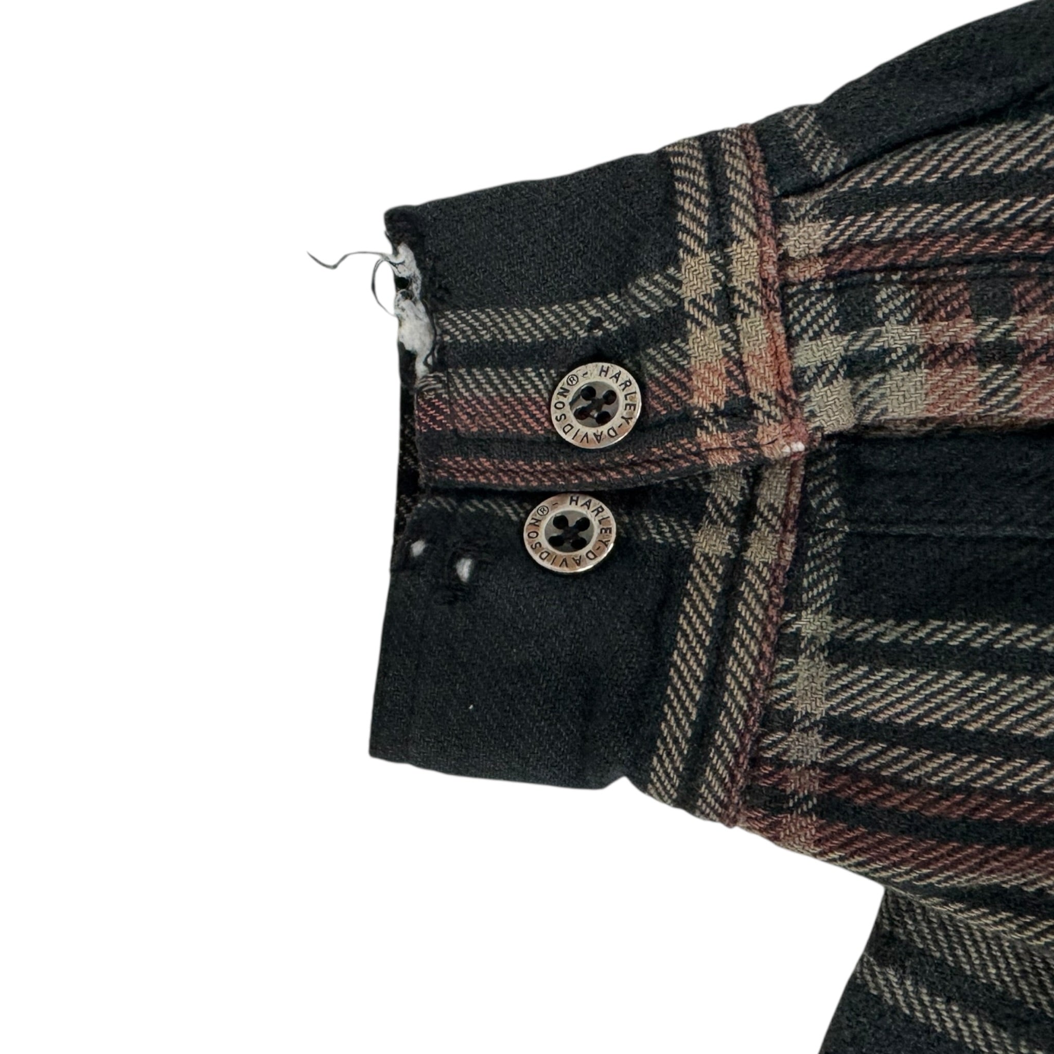 Vintage Harley Davidson Quilted Flannel Button Up Shirt