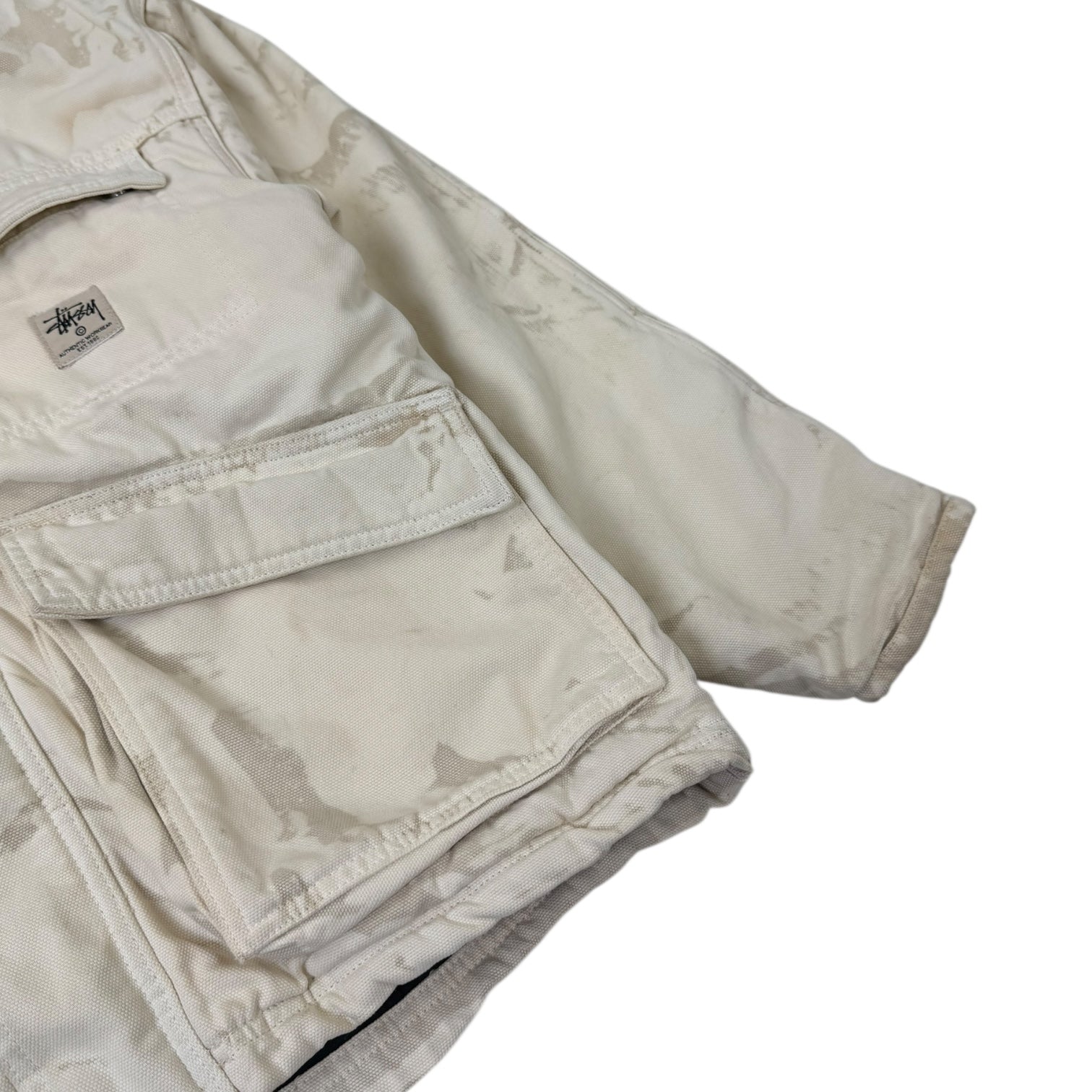 Stussy Distressed Canvas Shop Jacket Khaki