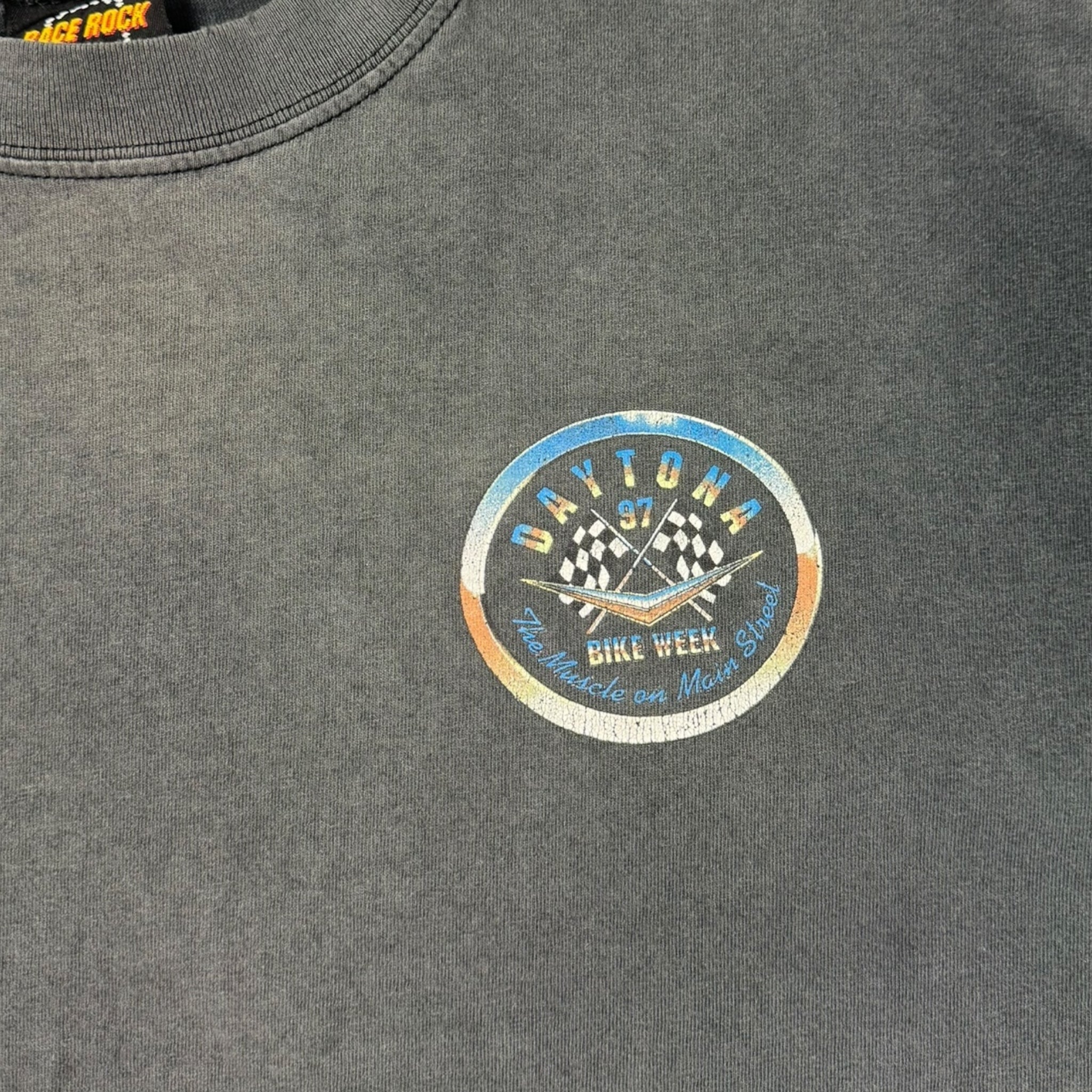 1997 Daytona Bike Week Biker T-Shirt Faded Black