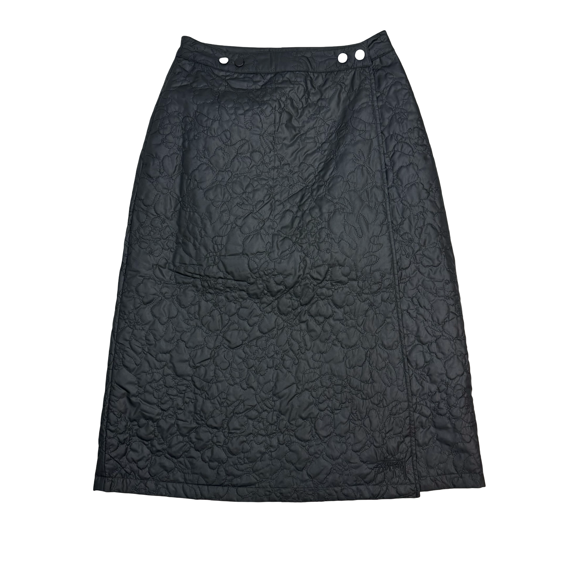 (W) Stussy Quilted Wrap Skirt Black