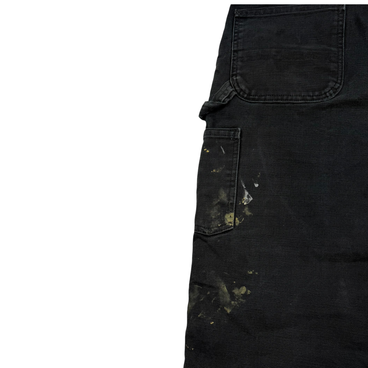 Vintage Carhartt Double Knee Blanket Lined Paint Splattered Pants Black