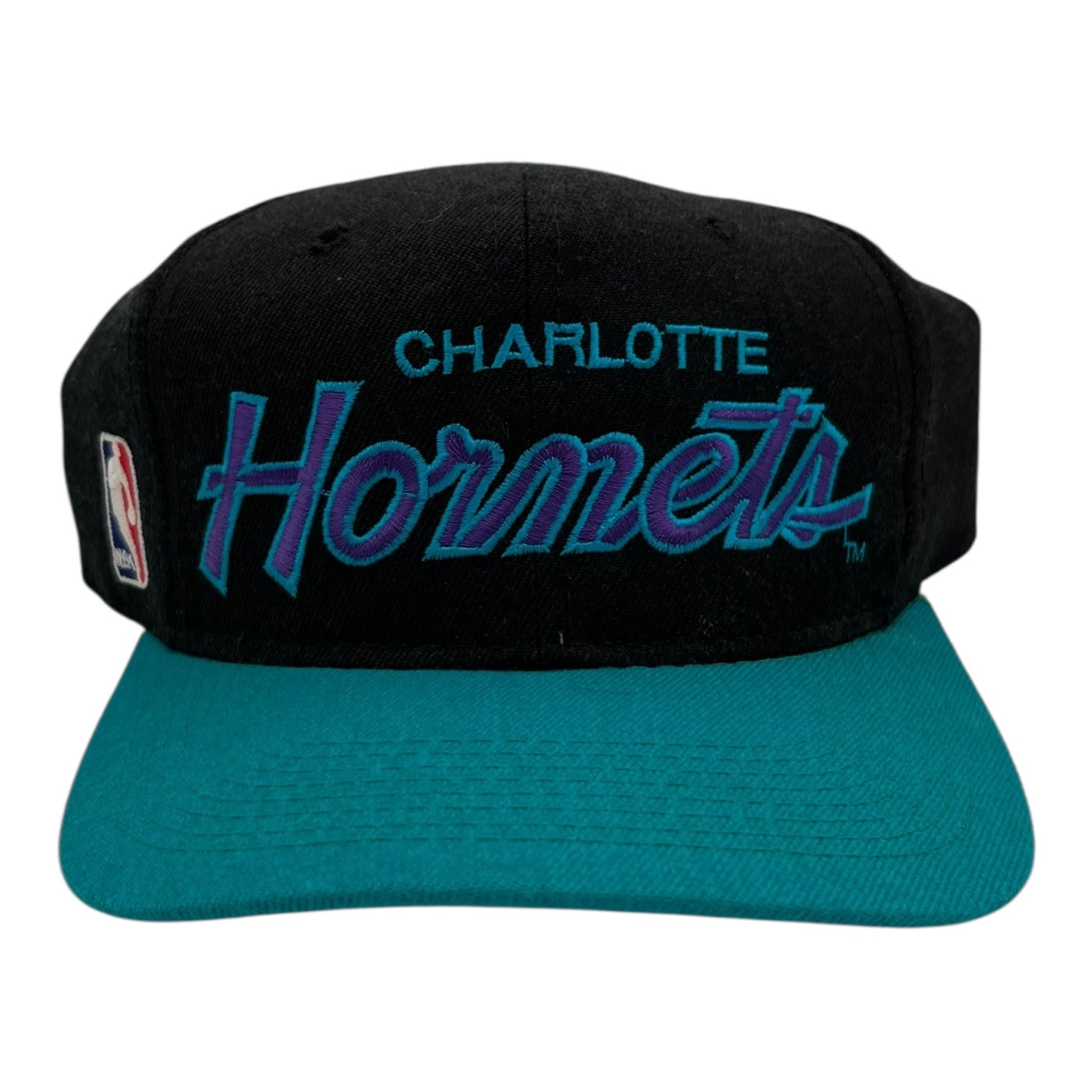 Vintage Sports Specialties Charlotte Hornets Double Line Script Hat Black