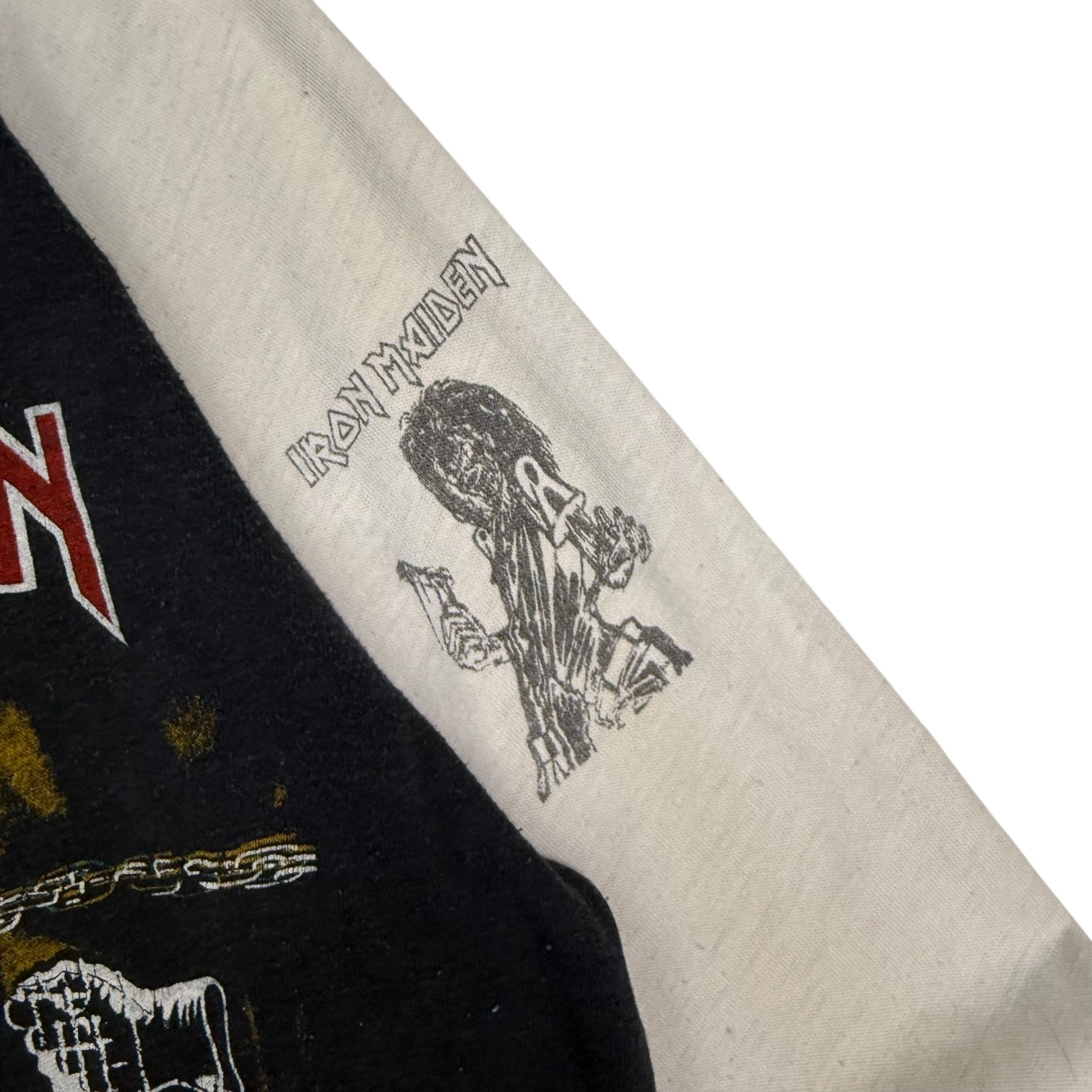 1980s Iron Maiden Piece Of Mind Raglan Tee Black/White