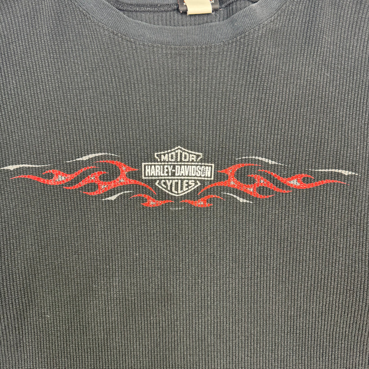 Vintage Harley Davidson Edmonton Flame Thermal Longsleeve Black