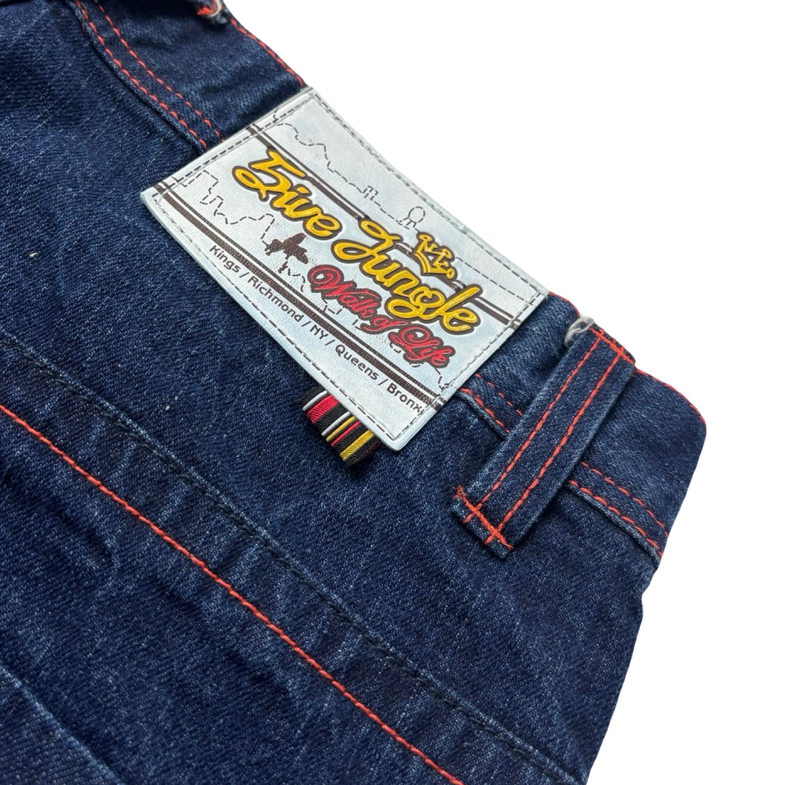 5ive Jungle & Co. Contrast Stitched Denim Shorts Dark Wash