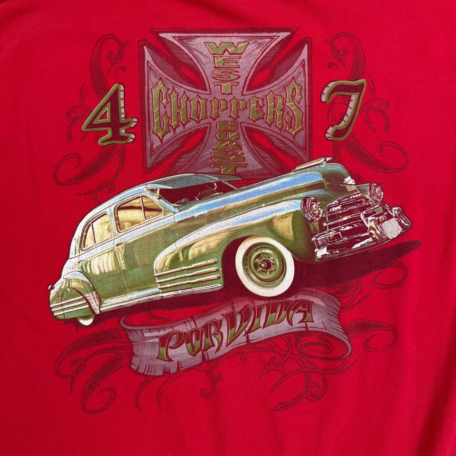 Vintage West Coast Choppers ‘Por Vida’ Double Layer L/S Tee Red